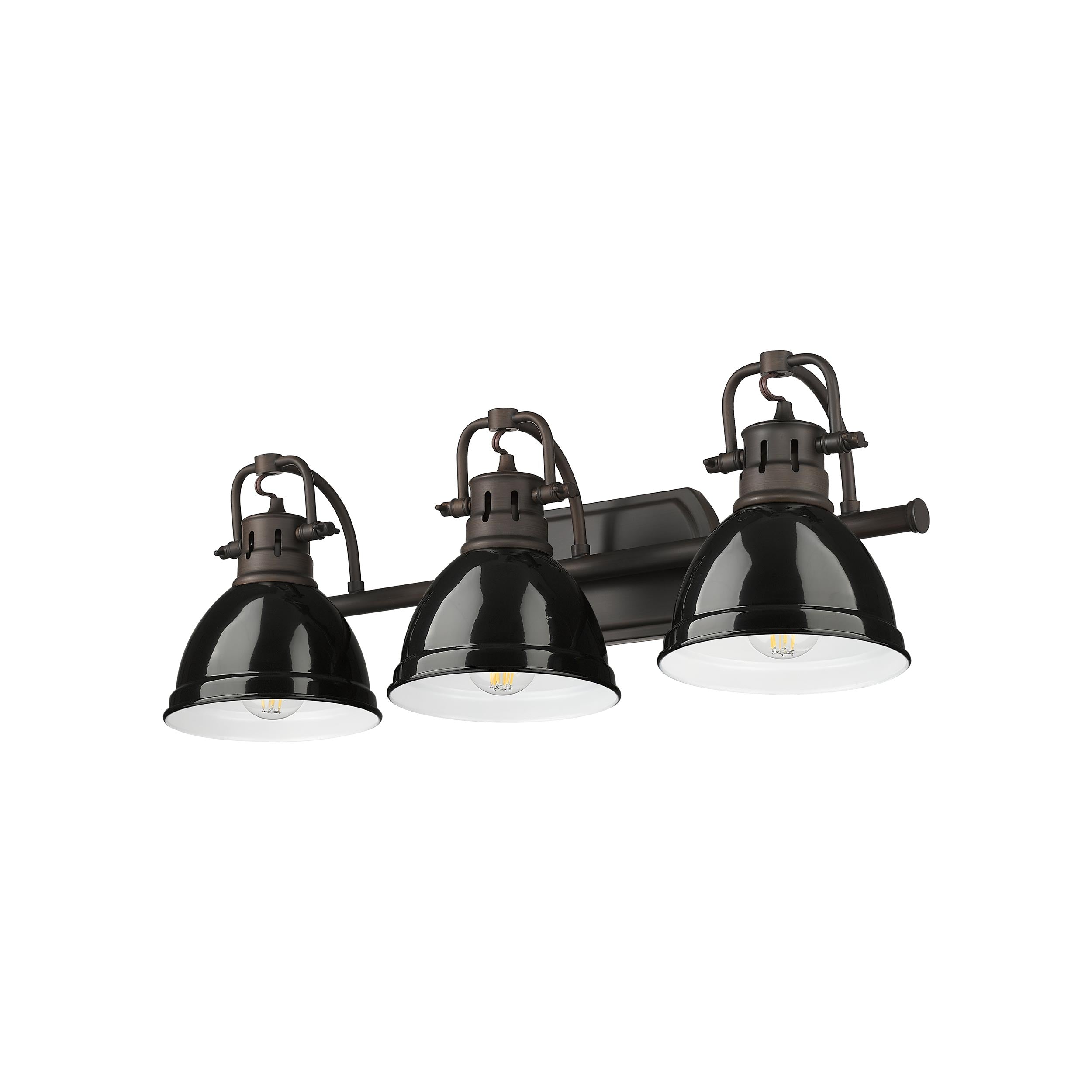 Yep by Golden Lighting Duncan 3-light Vanity in Rubbed Bronze and Black shade - - Golden Lighting