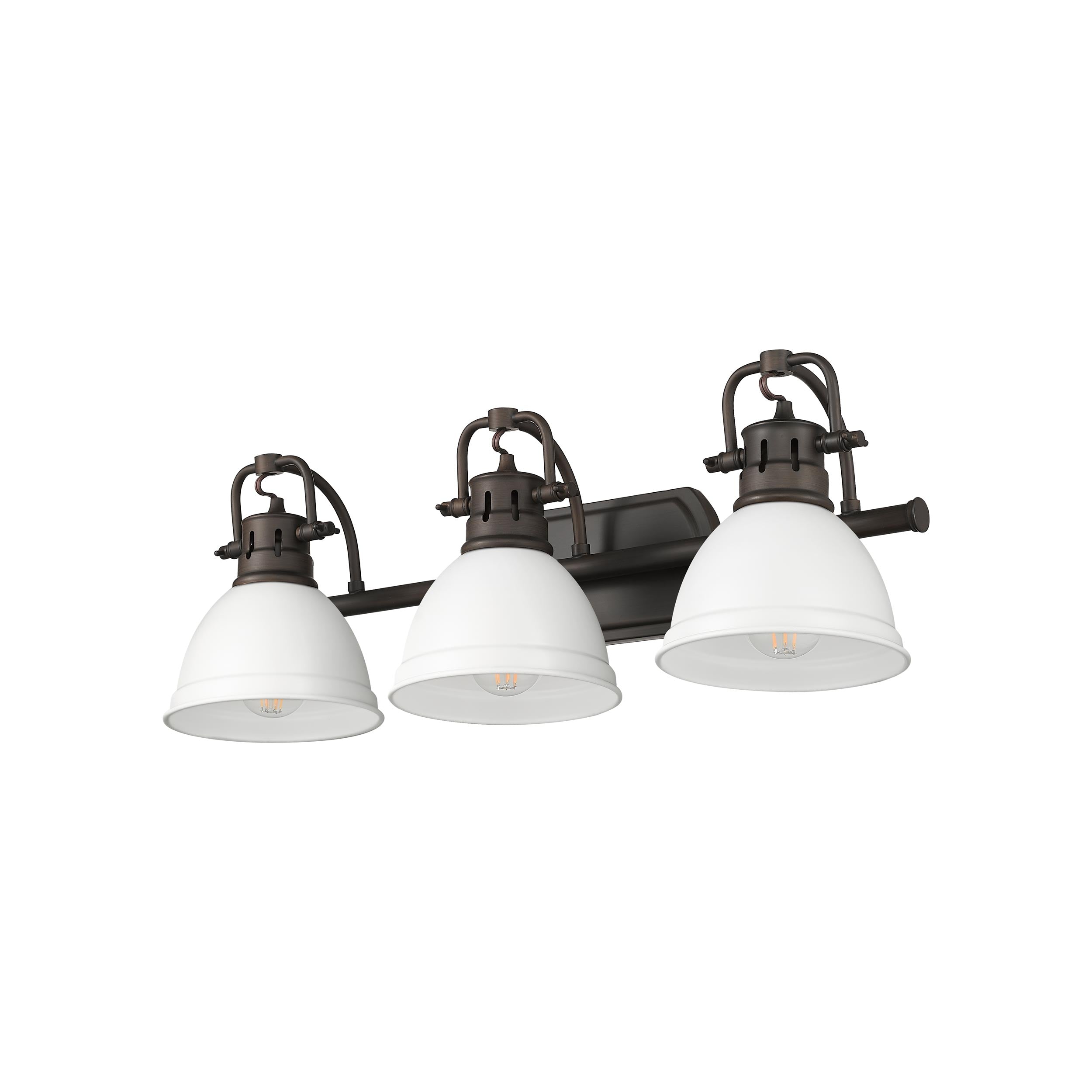 Yep by Golden Lighting Duncan 3-light Vanity in Rubbed Bronze and Matte White shade - - Golden Lighting