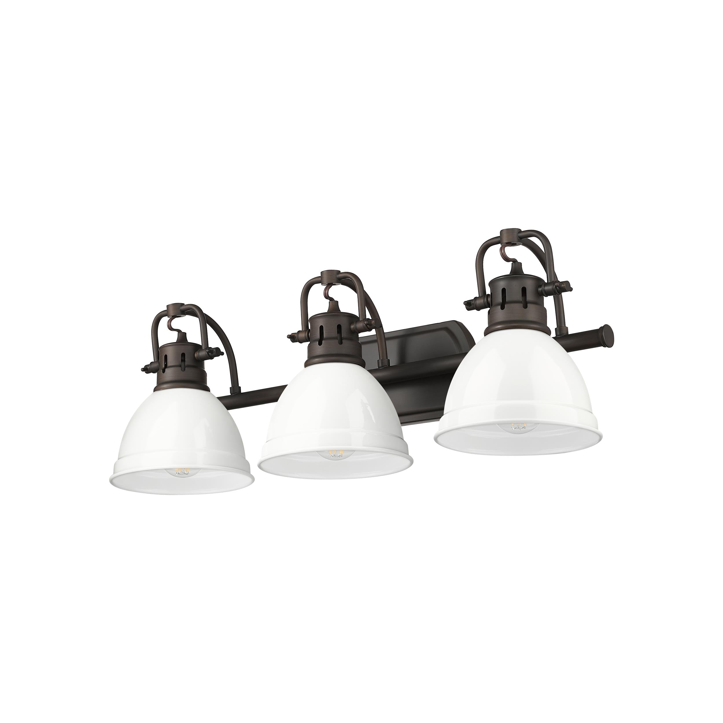 Yep by Golden Lighting Duncan 3-light Vanity in Rubbed Bronze and White shade - - Golden Lighting