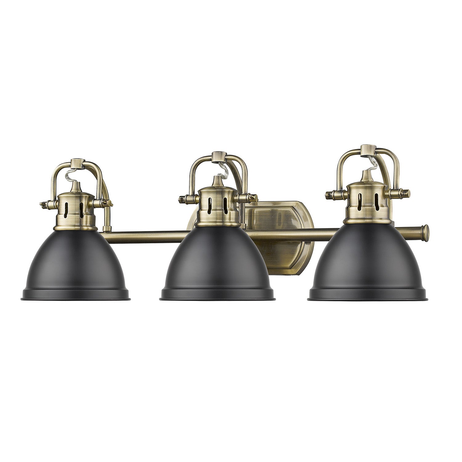 Duncan 3 Light Bath Vanity in Aged Brass with a Matte Black Shade - Default Title - Golden Lighting