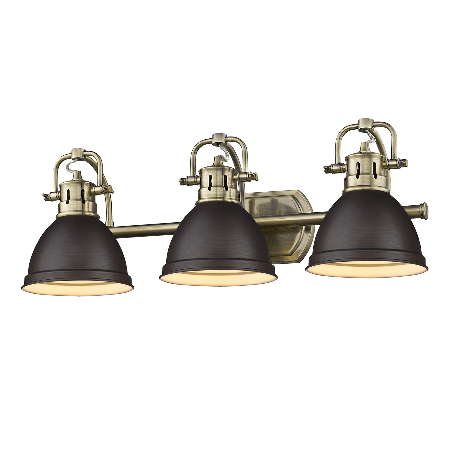 Yep by Golden Lighting Duncan 3-light Vanity in Aged Brass and Rubbed Bronze shade
