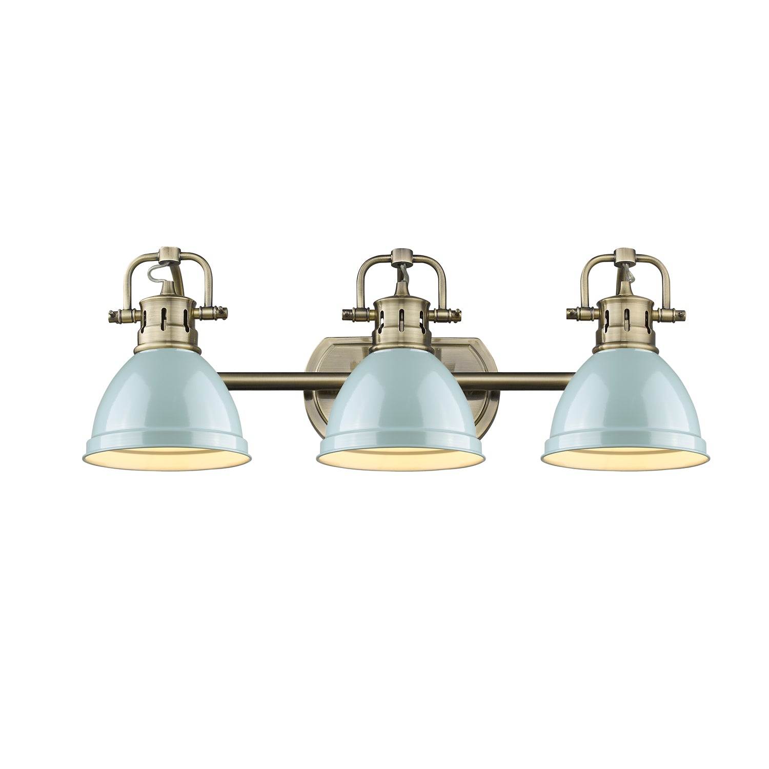 Duncan 3-Light Bath Vanity in Aged Brass with Seafoam - Default Title - Golden Lighting