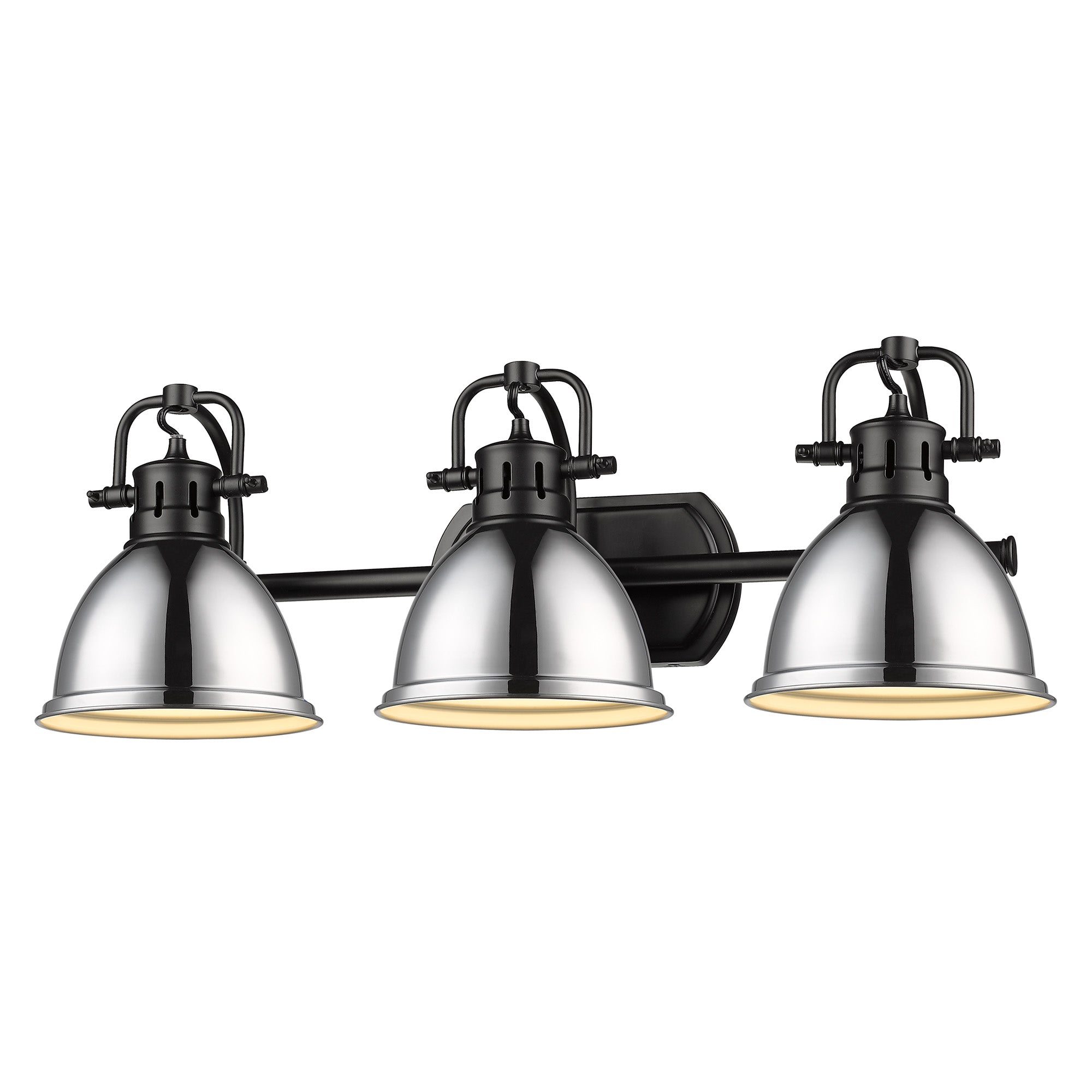 Yep by Golden Lighting Duncan 3-light Vanity in Matte Black and Chrome shade
