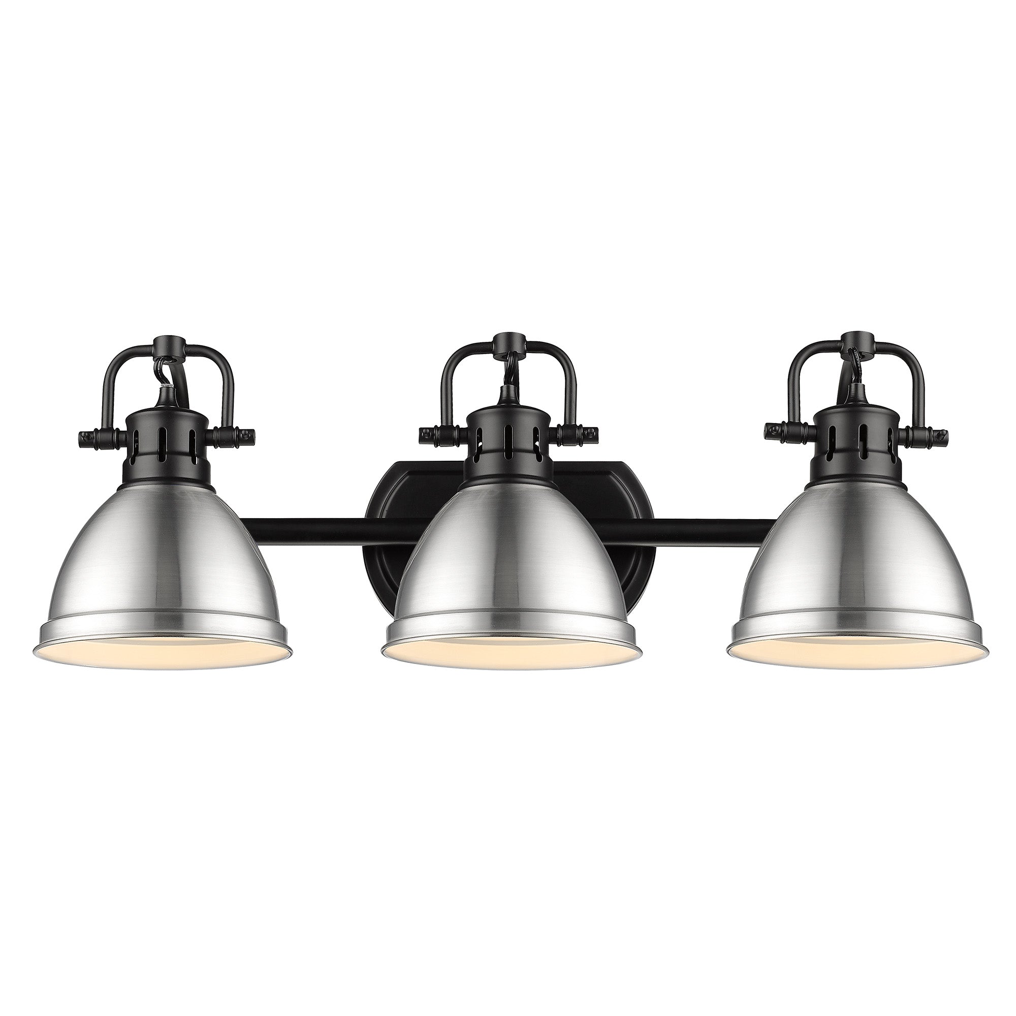 Duncan 3 Light Bath Vanity in Matte Black with a Pewter Shade - Default Title - Golden Lighting