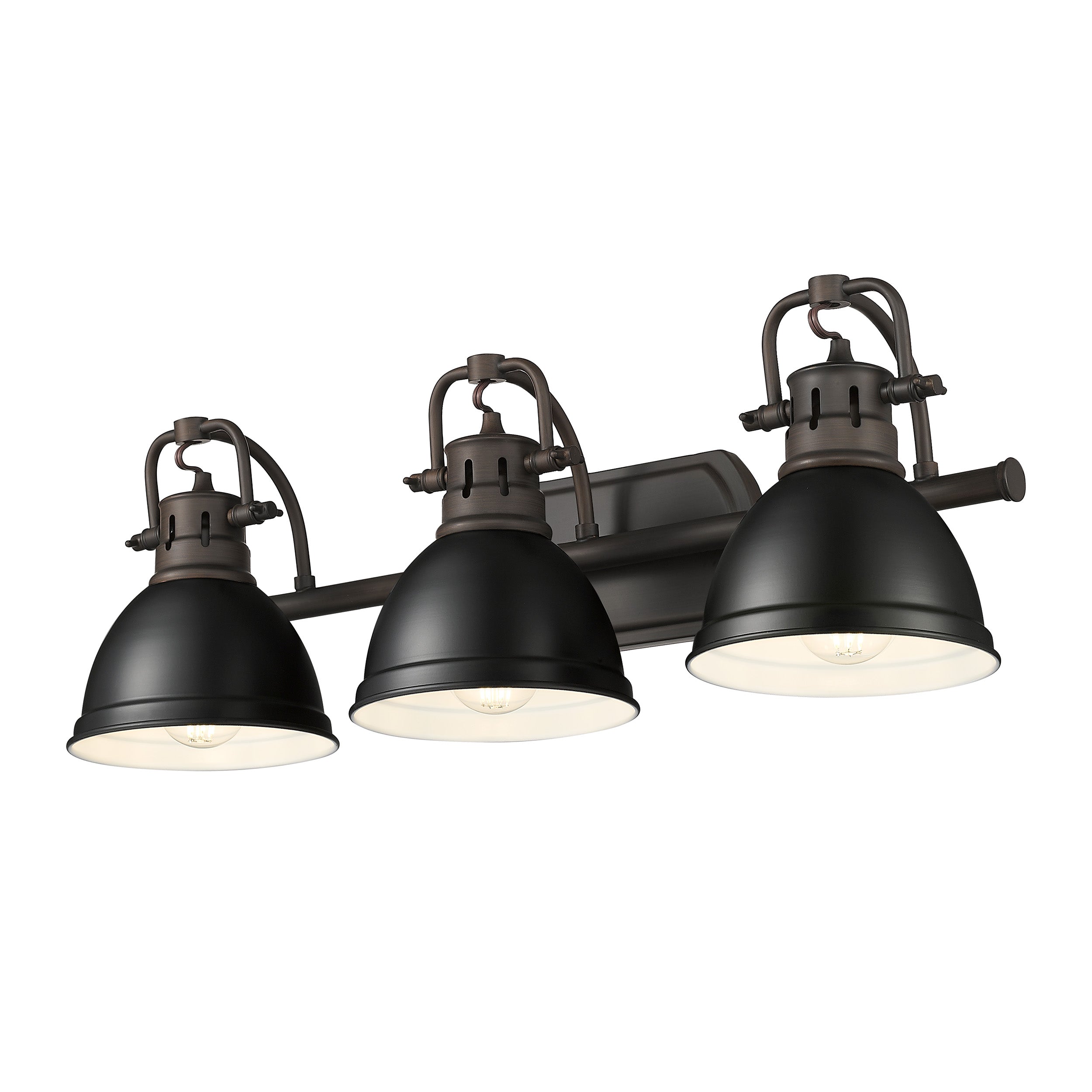 Yep by Golden Lighting Duncan 3-light Vanity in Rubbed Bronze and Matte Black shade