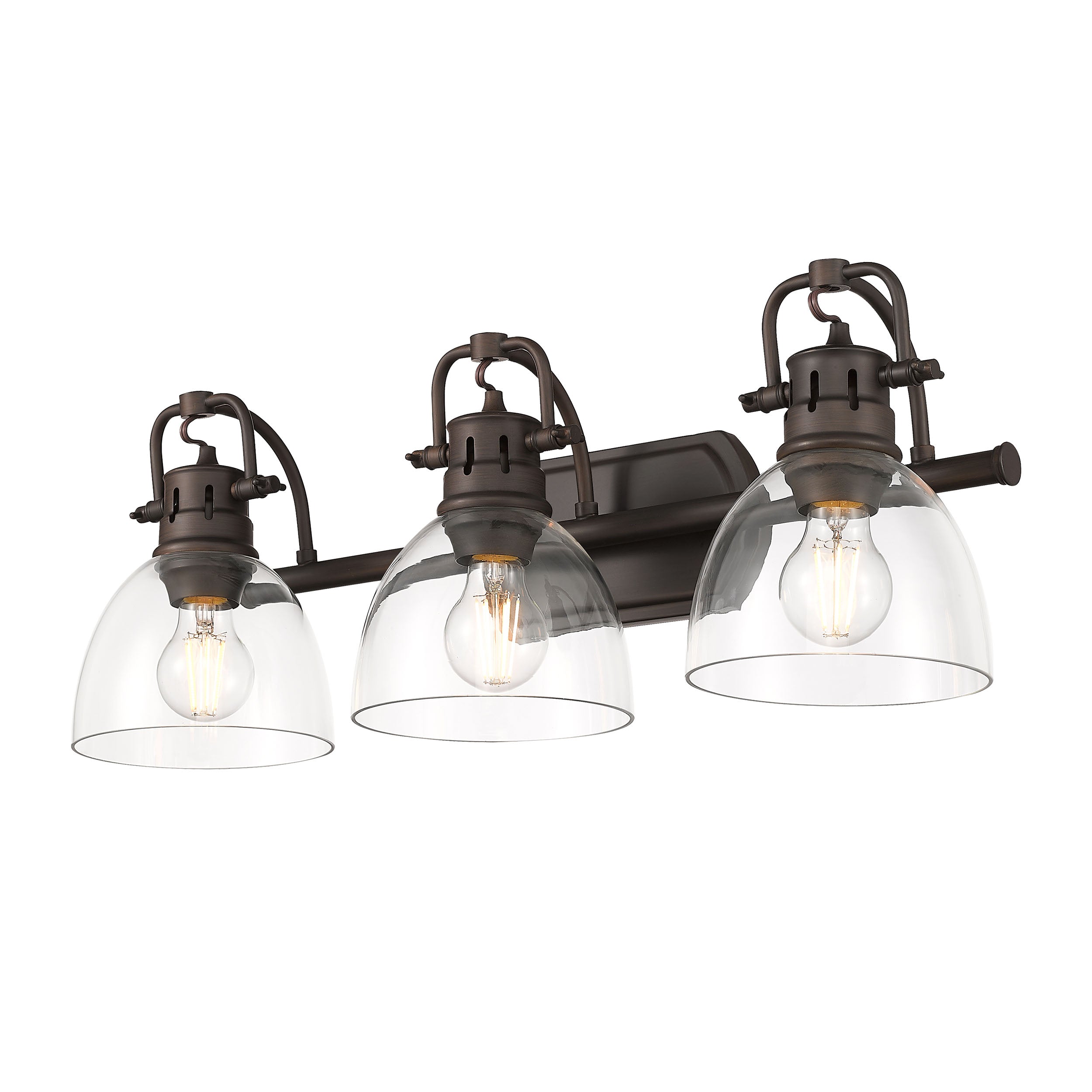 Yep by Golden Lighting Duncan 3-light Vanity in Rubbed Bronze and Clear Glass