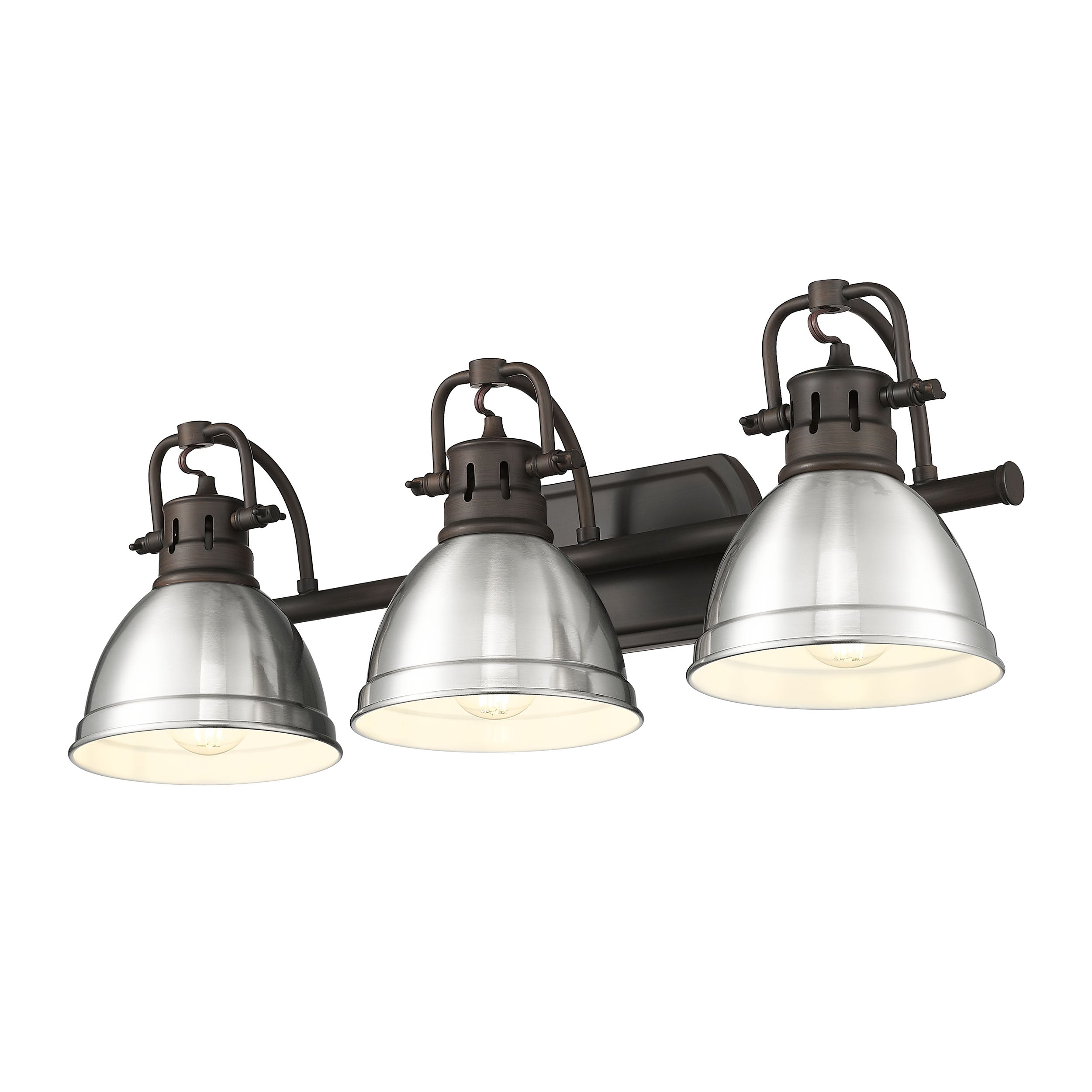 Yep by Golden Lighting Duncan 3-light Vanity in Rubbed Bronze and Pewter shade