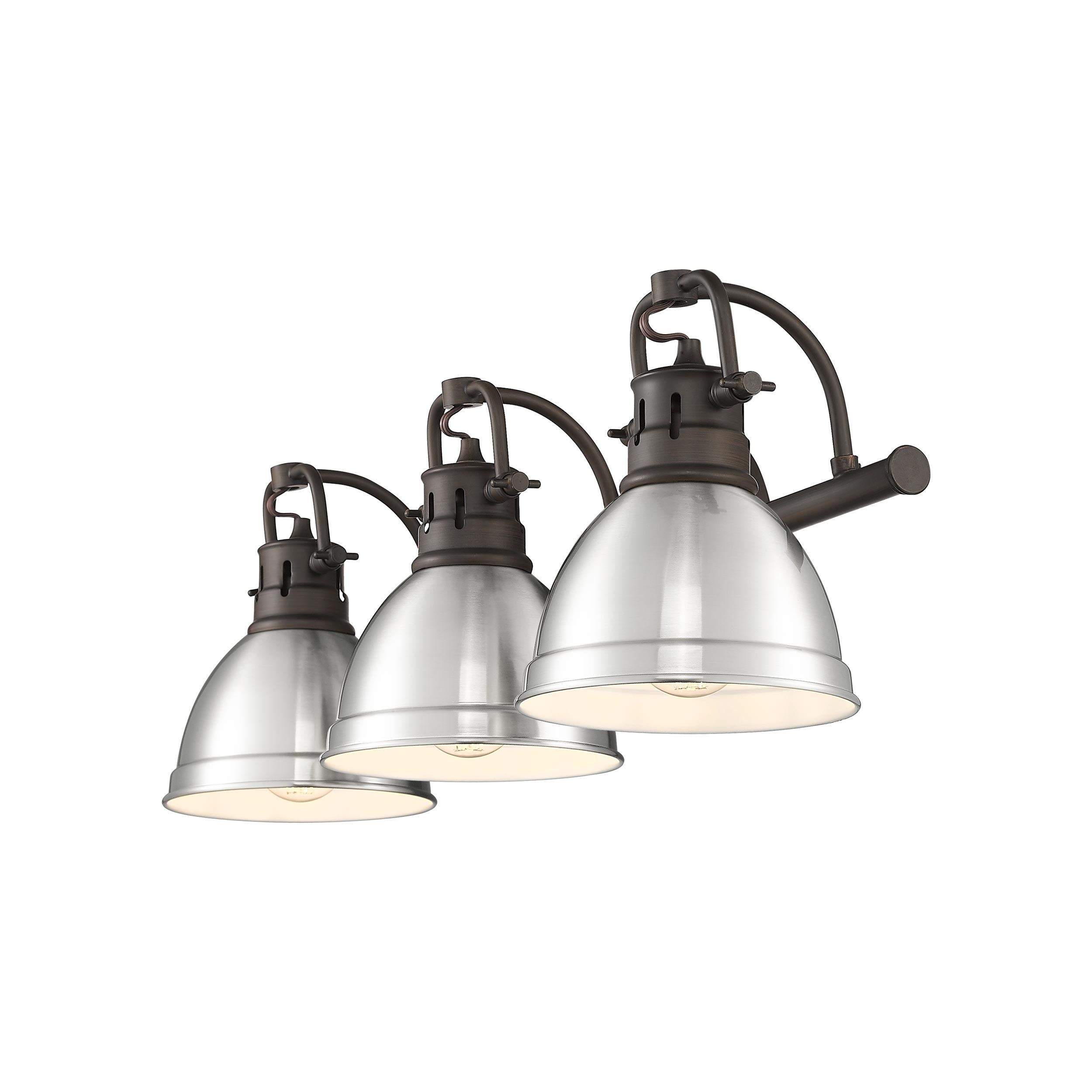 Yep by Golden Lighting Duncan 3-light Vanity in Rubbed Bronze and Pewter shade