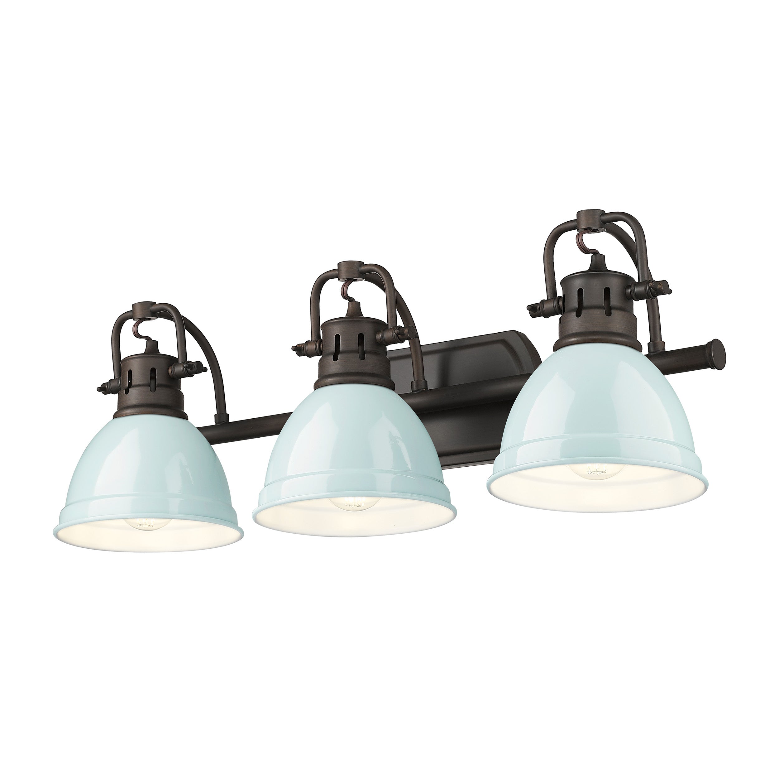 Yep by Golden Lighting Duncan 3-light Vanity in Rubbed Bronze and Seafoam shade