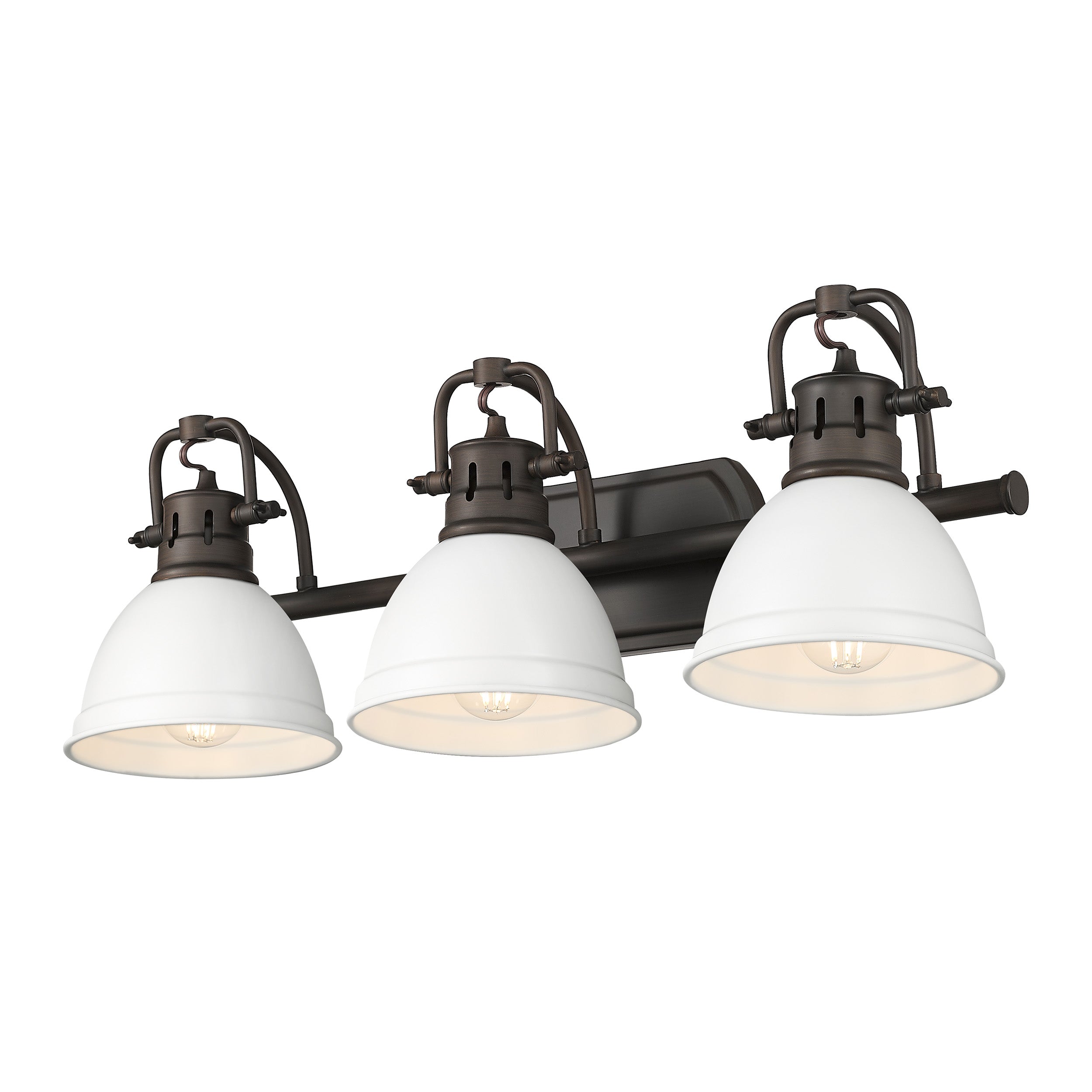 Yep by Golden Lighting Duncan 3-light Vanity in Rubbed Bronze and Matte White shade