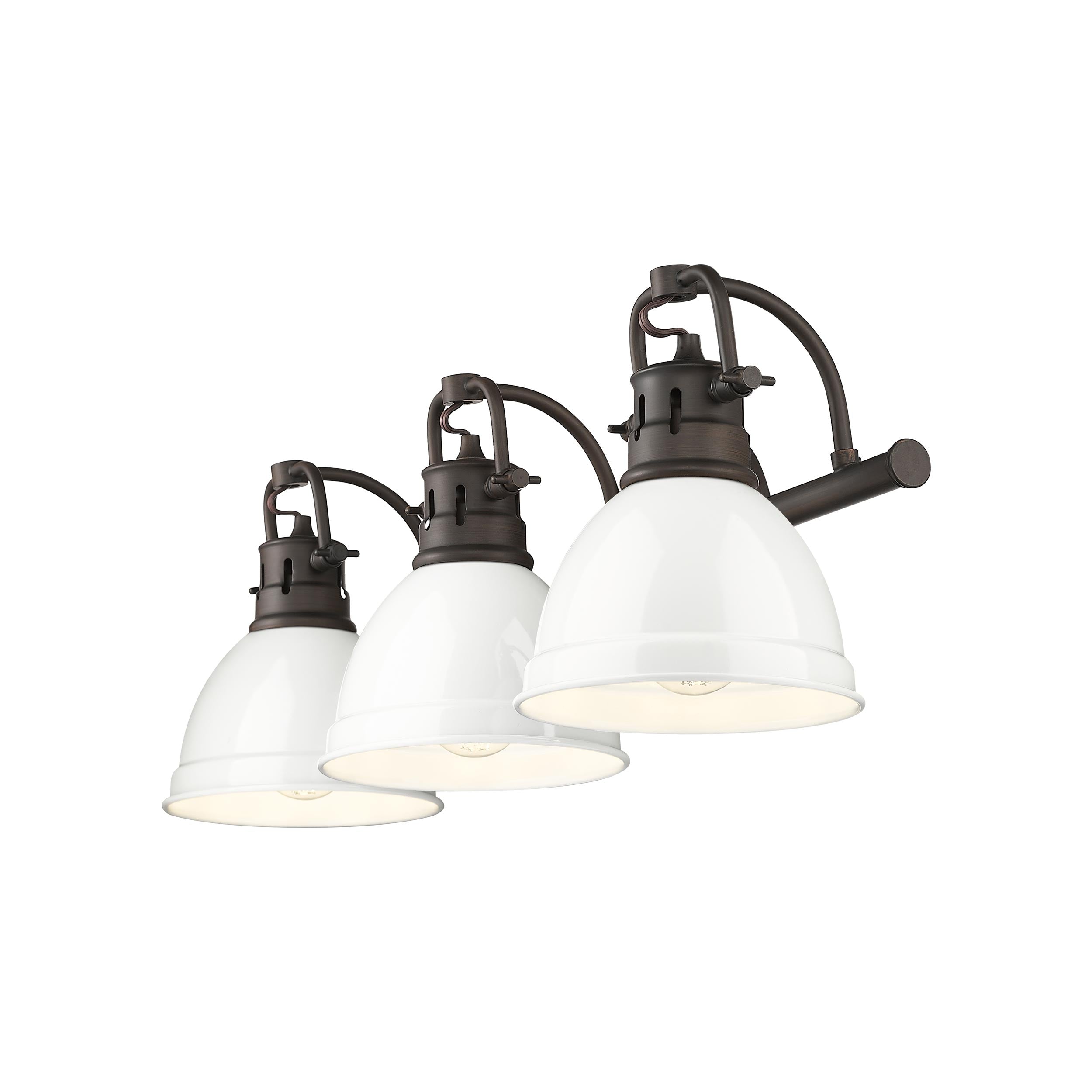 Yep by Golden Lighting Duncan 3-light Vanity in Rubbed Bronze and White shade