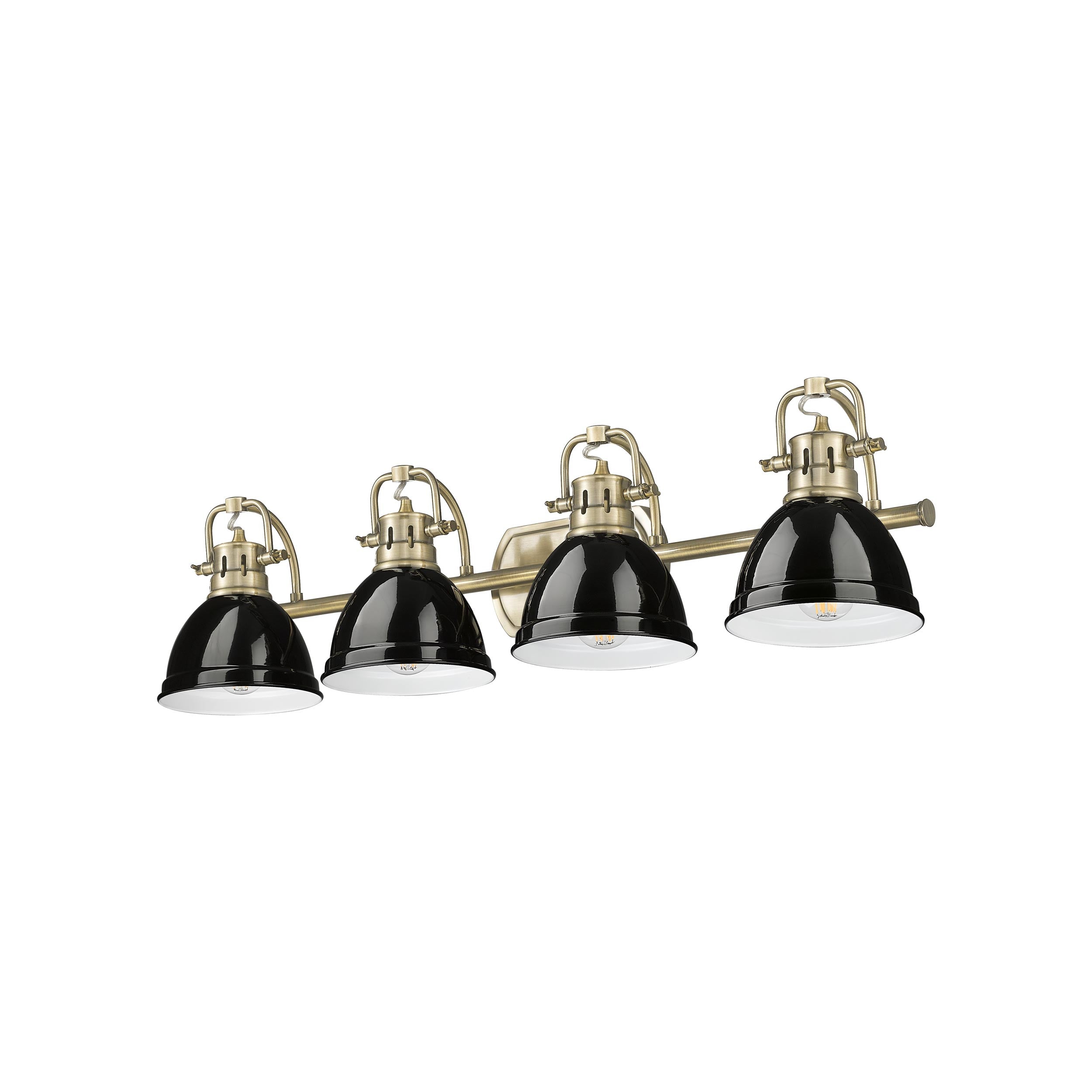 Yep by Golden Lighting Duncan 4-light Vanity in Aged Brass and Black shade - - Golden Lighting