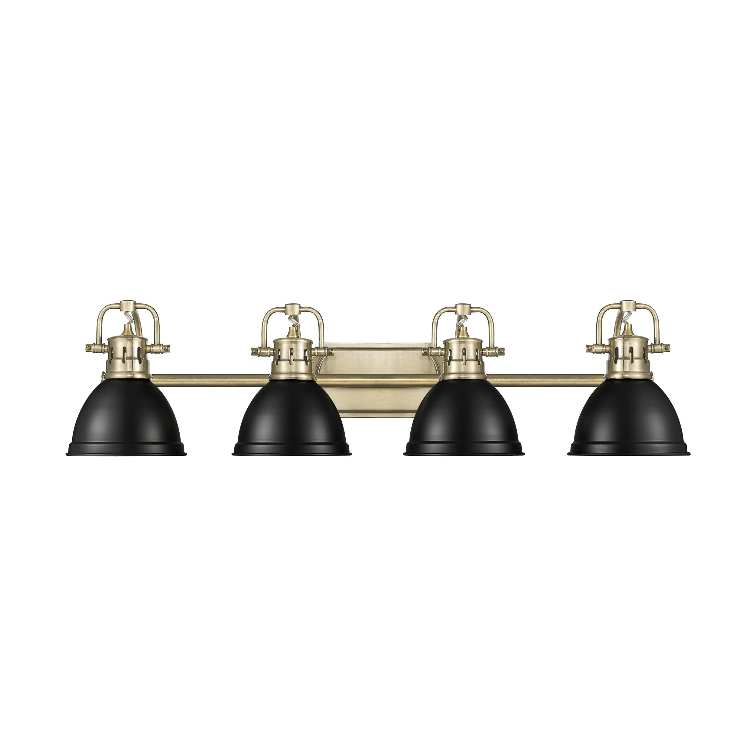Yep by Golden Lighting Duncan 4-light Vanity in Aged Brass and Matte Black shade - - Golden Lighting