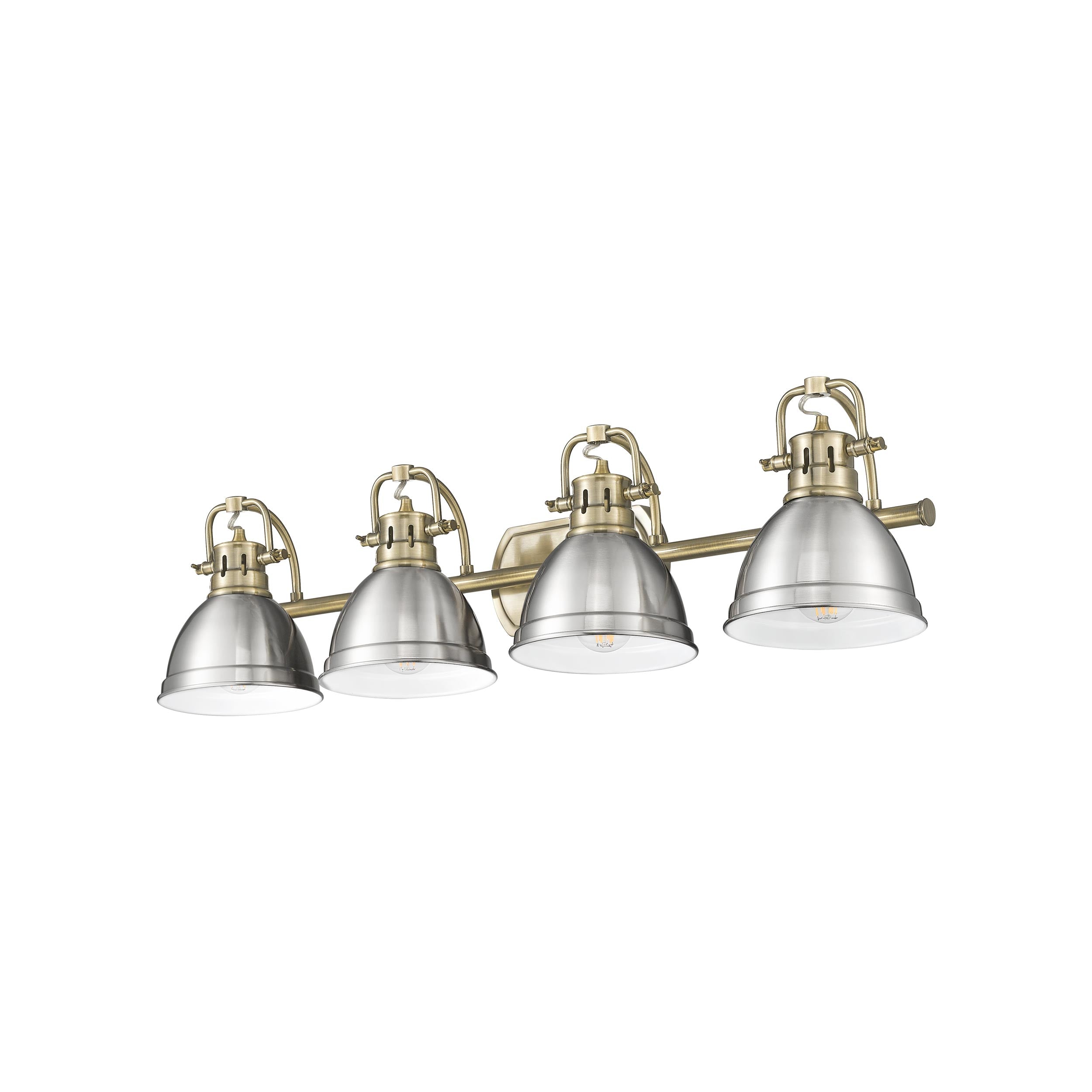 Yep by Golden Lighting Duncan 4-light Vanity in Aged Brass and Pewter shade - - Golden Lighting
