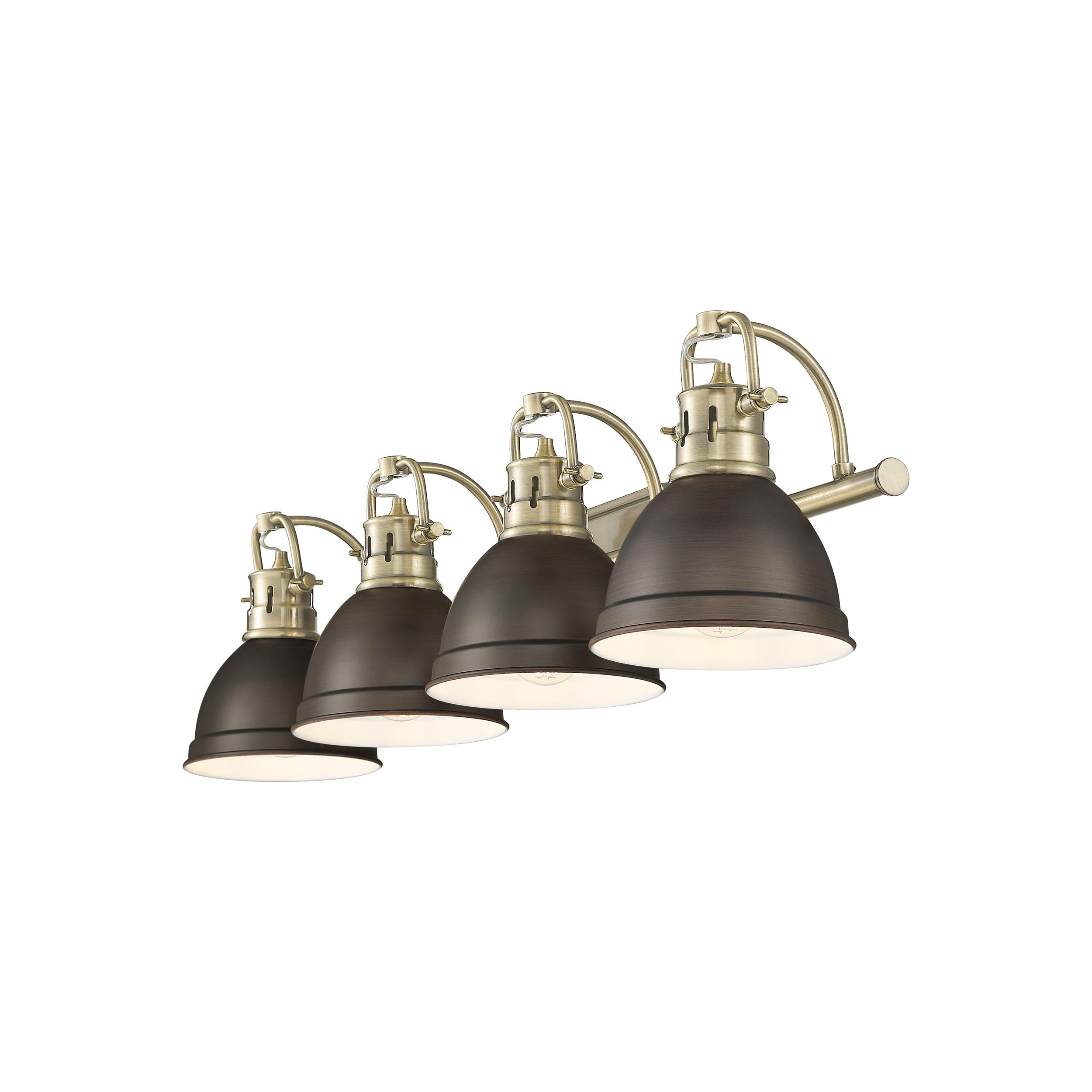 Yep by Golden Lighting Duncan 4-light Vanity in Aged Brass and Rubbed Bronze shade - - Golden Lighting
