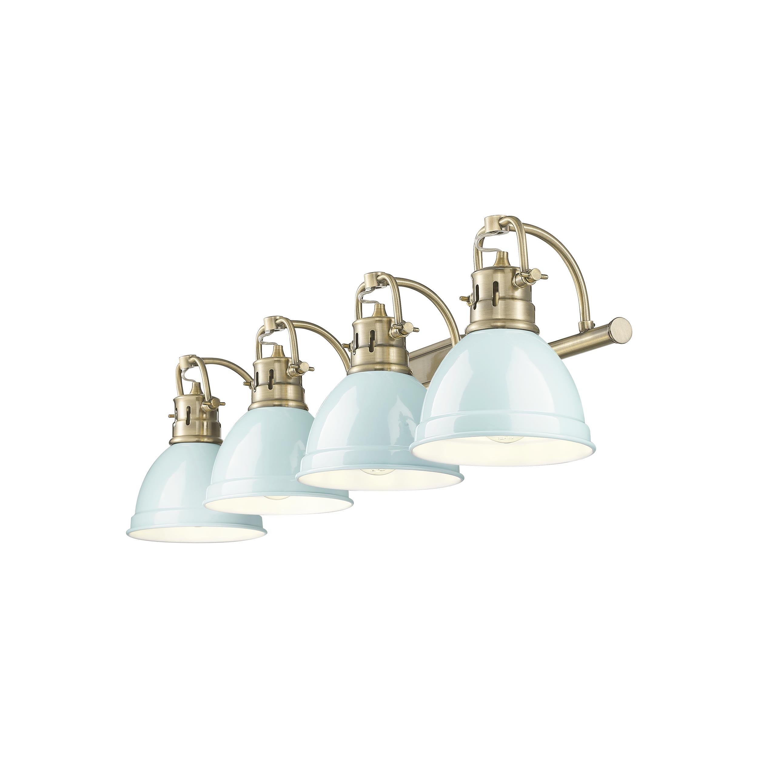 Yep by Golden Lighting Duncan 4-light Vanity in Aged Brass and Seafoam shade - - Golden Lighting
