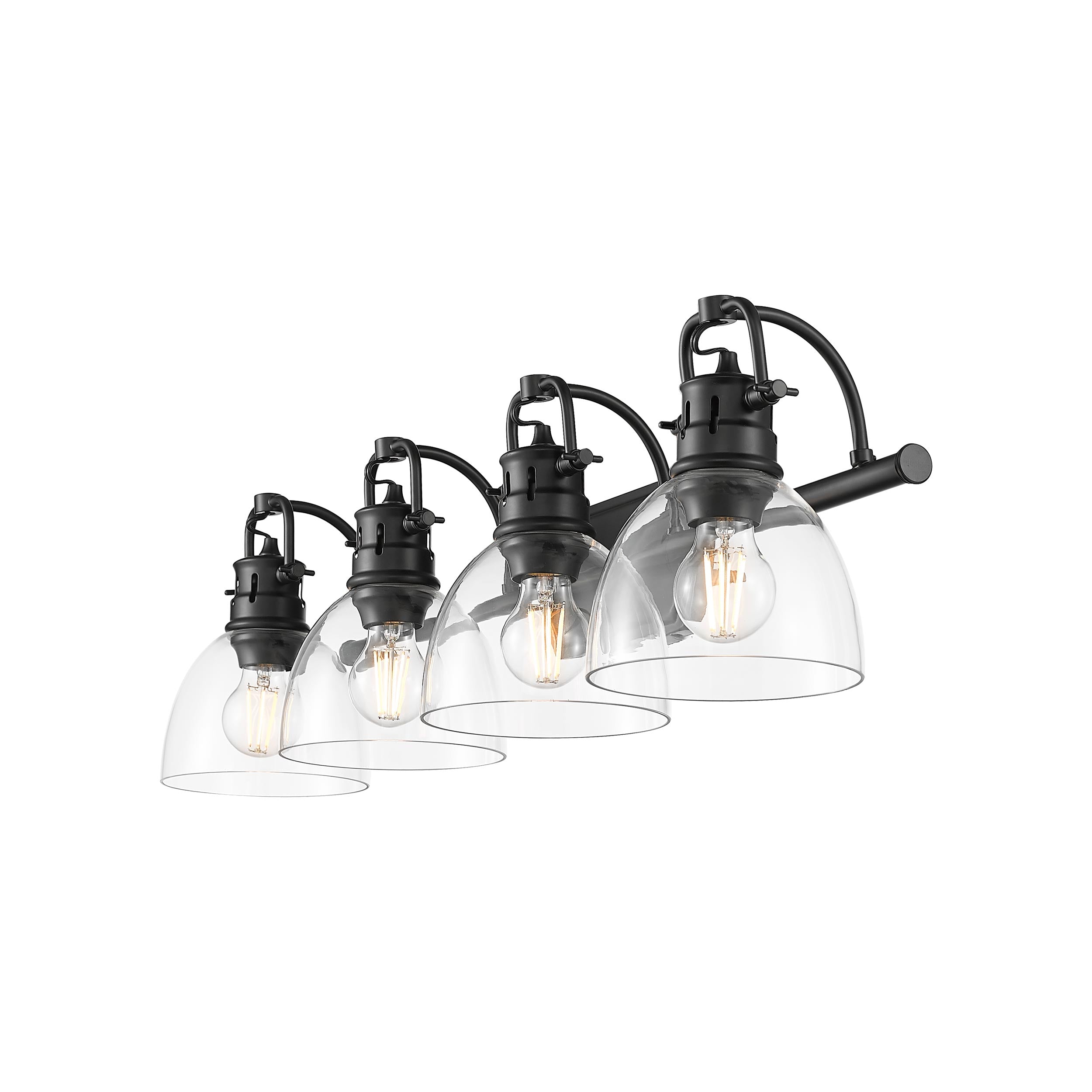 Yep by Golden Lighting Duncan 4-light Vanity in Matte Black and Clear Glass - - Golden Lighting