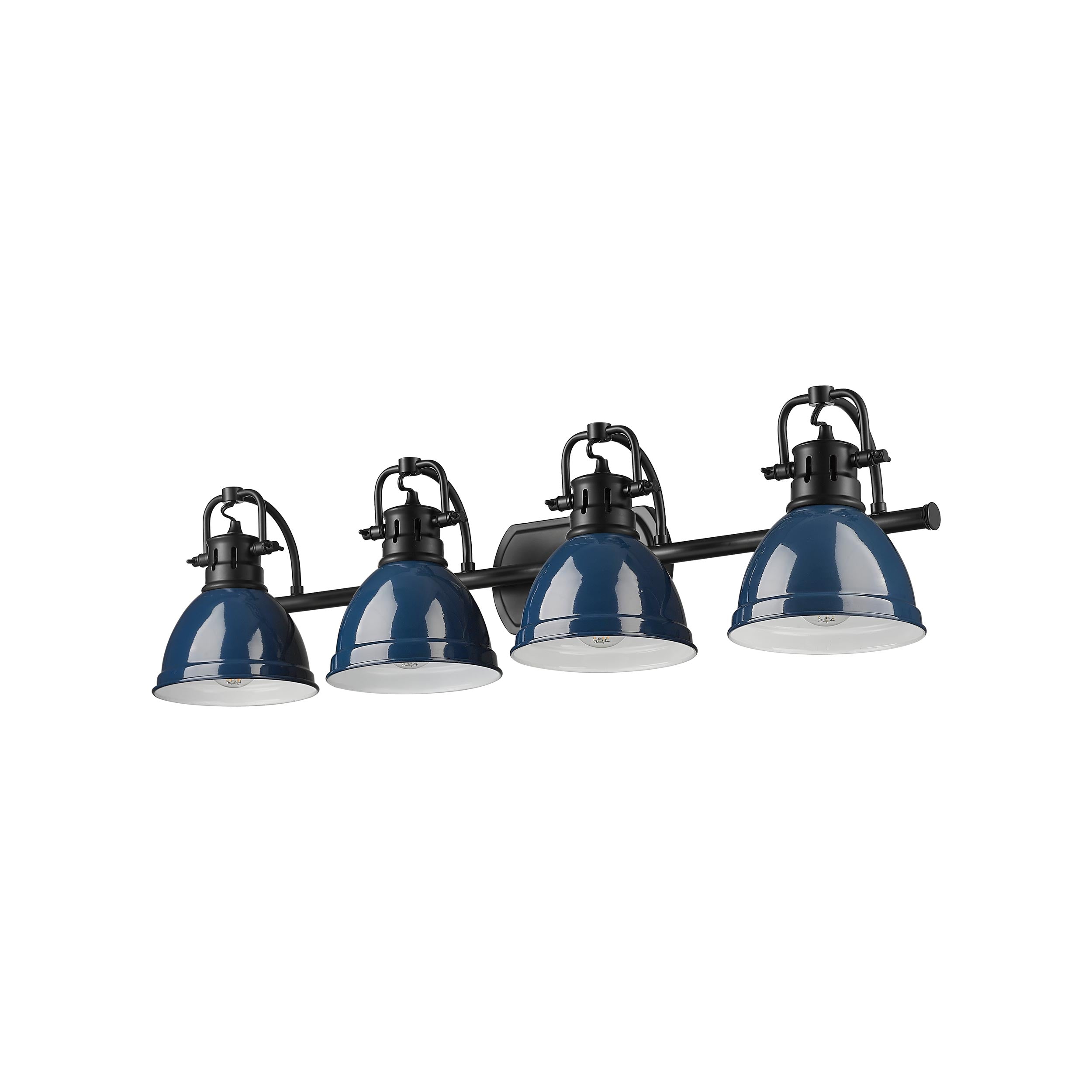 Yep by Golden Lighting Duncan 4-light Vanity in Matte Black and Navy Blue shade - - Golden Lighting
