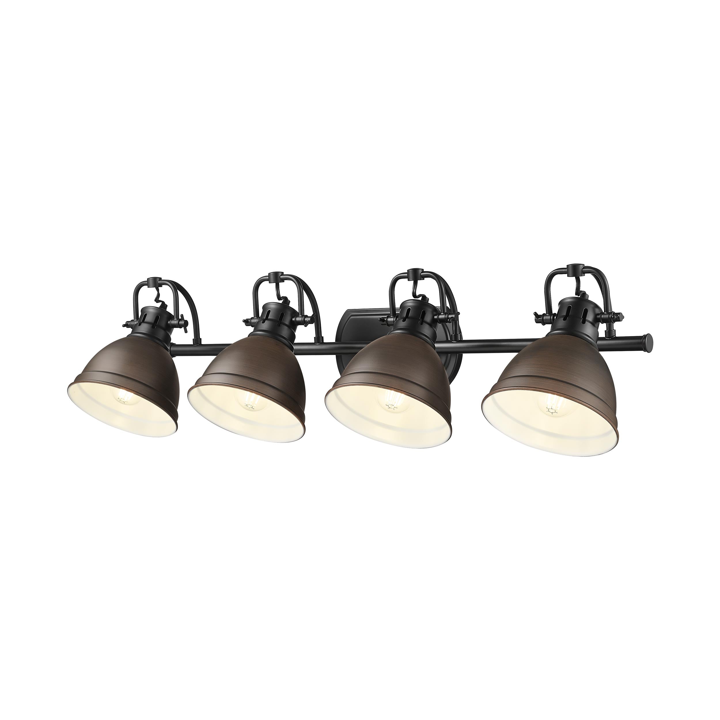 Yep by Golden Lighting Duncan 4-light Vanity in Matte Black and Rubbed Bronze shade - - Golden Lighting