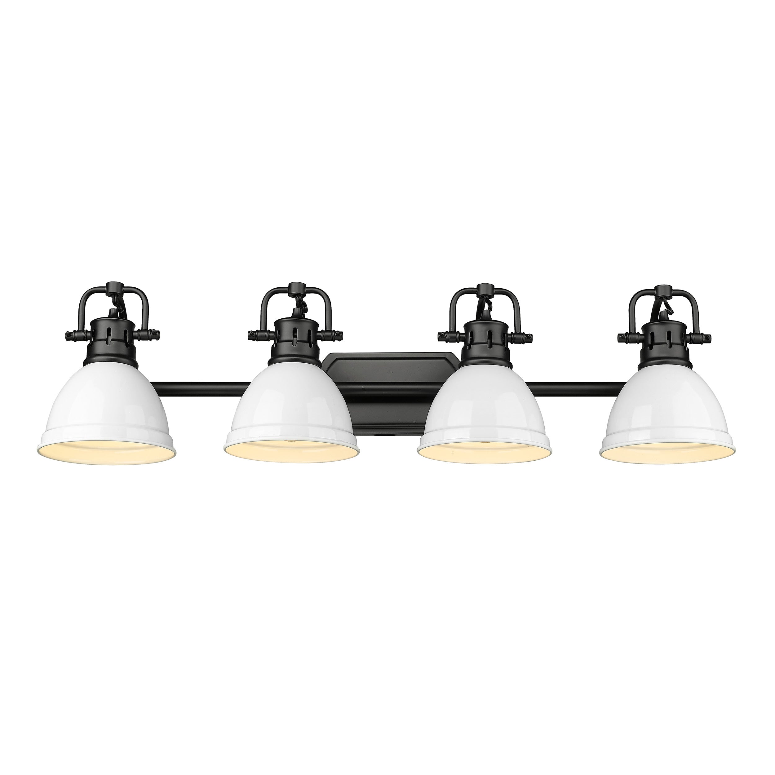 Yep by Golden Lighting Duncan 4-light Vanity in Matte Black and White shade - - Golden Lighting