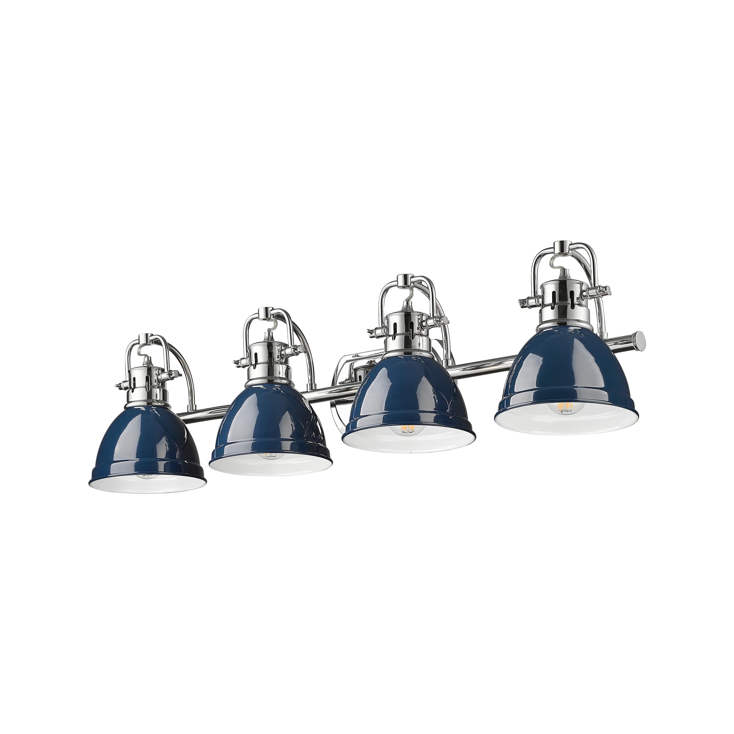 Yep by Golden Lighting Duncan 4-light Vanity in Chrome and Navy Blue shade - - Golden Lighting