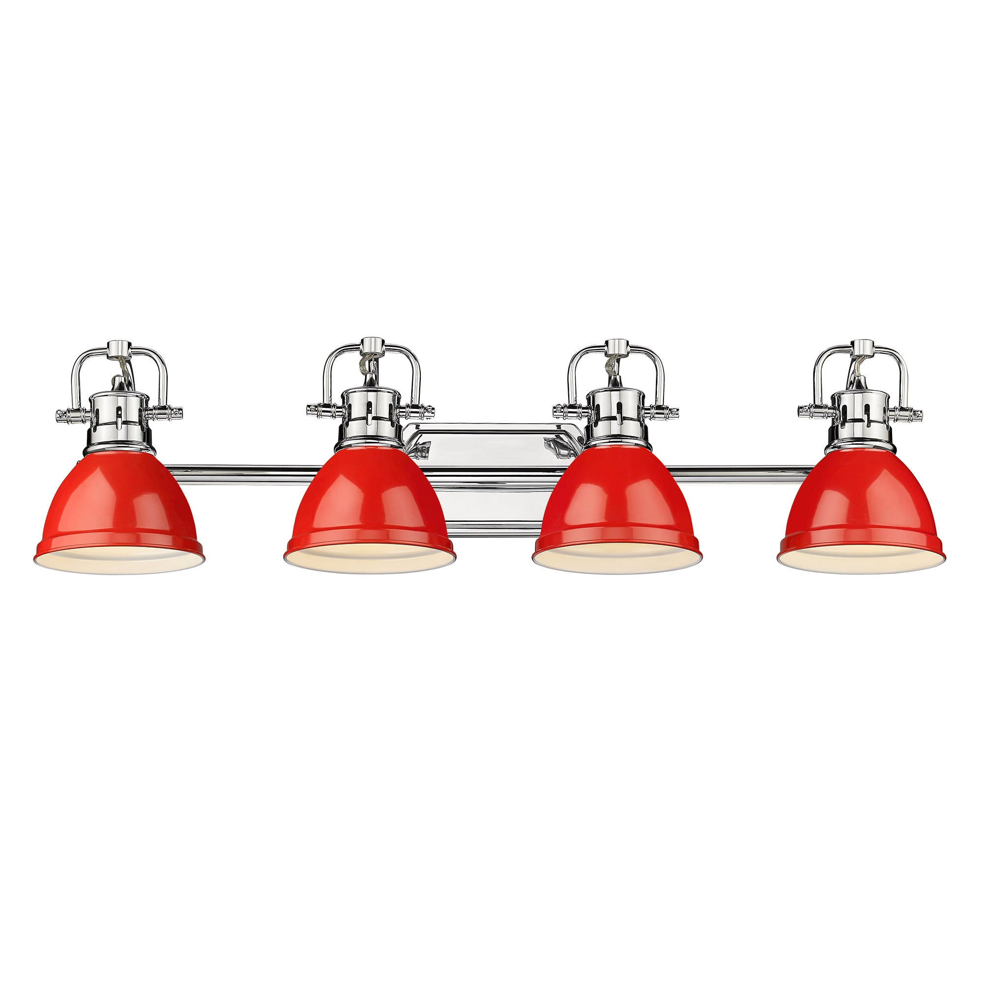 Yep by Golden Lighting Duncan 4-light Vanity in Chrome and Red shade - - Golden Lighting