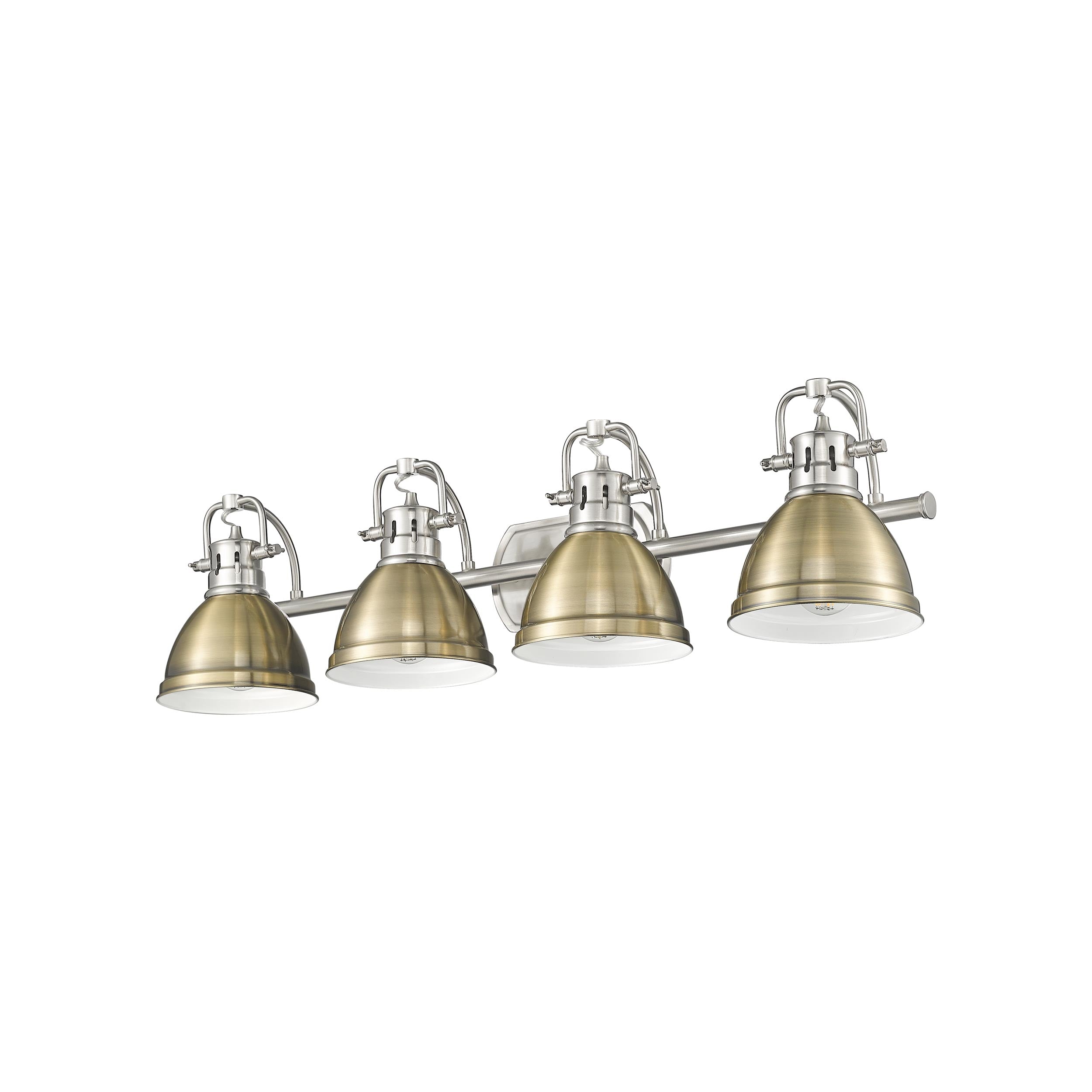 Yep by Golden Lighting Duncan 4-light Vanity in Pewter and Aged Brass shade - - Golden Lighting
