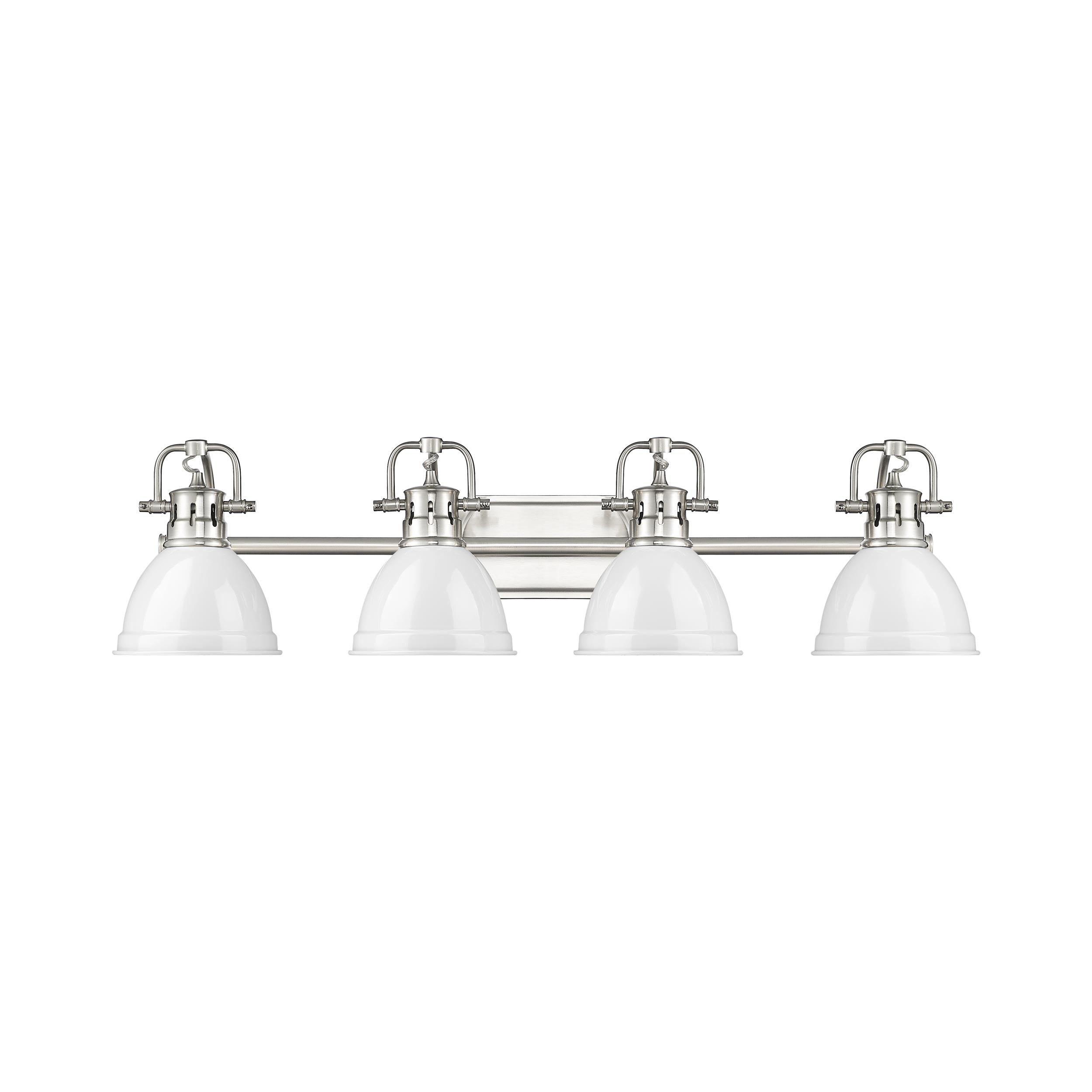 Yep by Golden Lighting Duncan 4-light Vanity in Pewter and White shade - - Golden Lighting