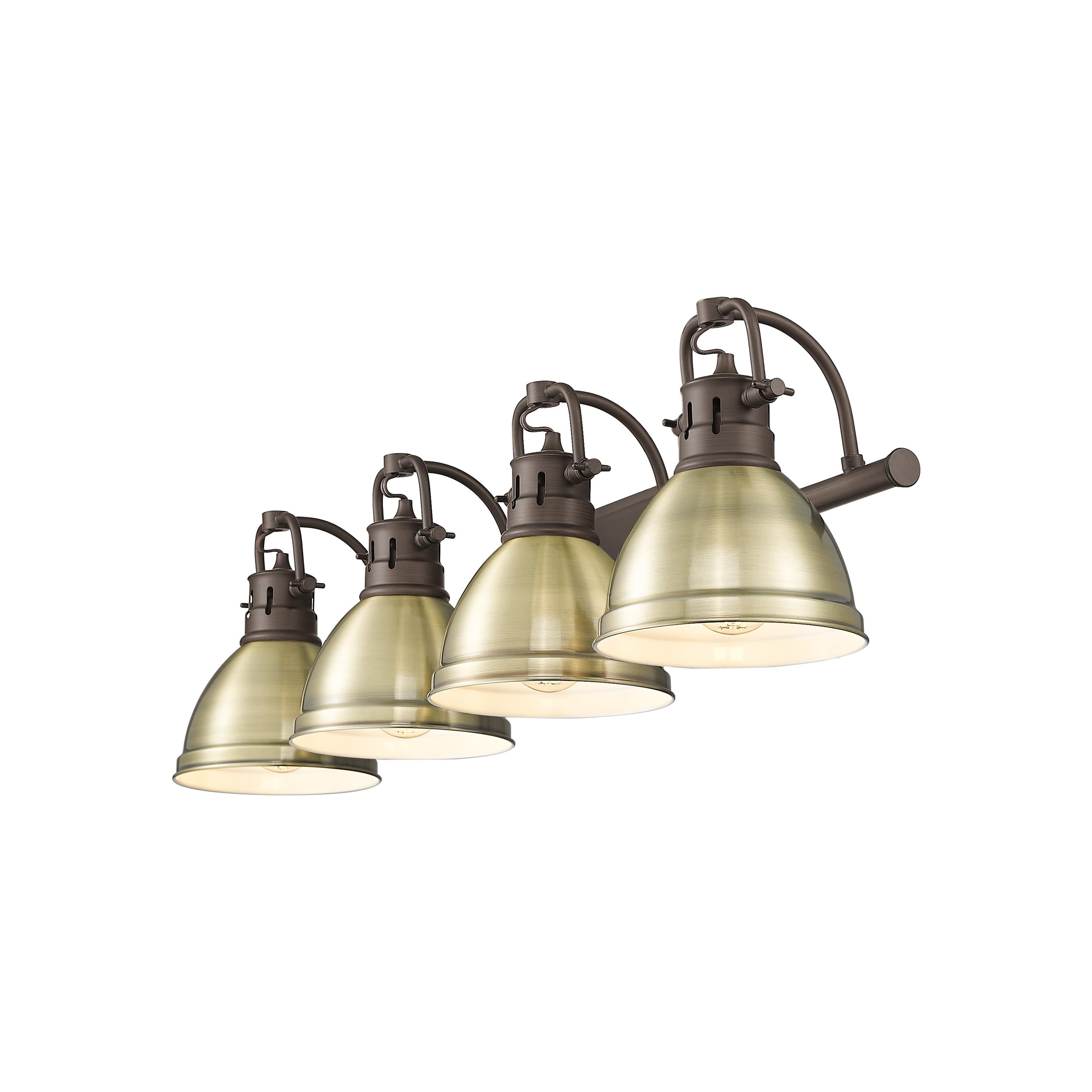 Yep by Golden Lighting Duncan 4-light Vanity in Rubbed Bronze and Aged Brass shade - - Golden Lighting
