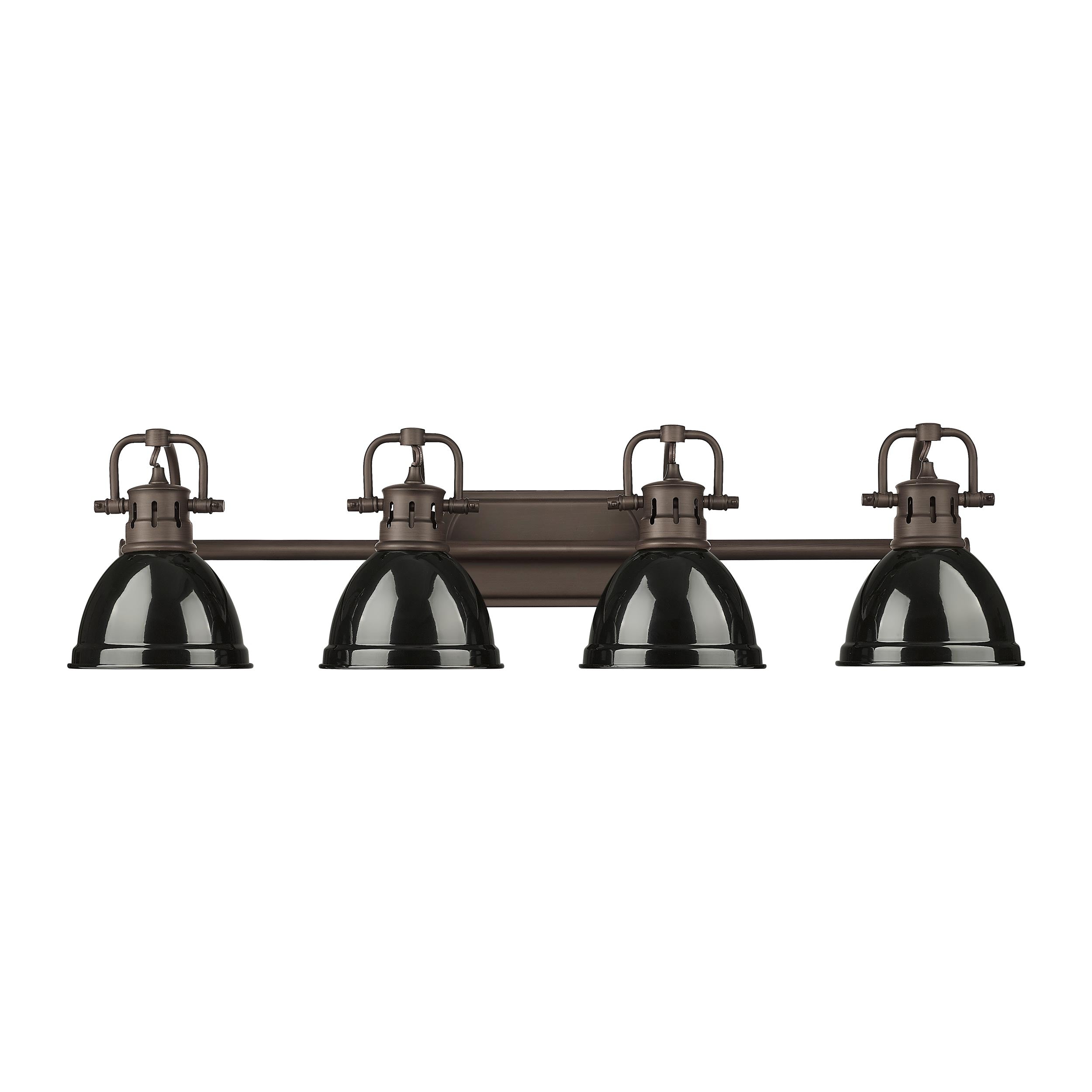 Yep by Golden Lighting Duncan 4-light Vanity in Rubbed Bronze and Black shade - - Golden Lighting