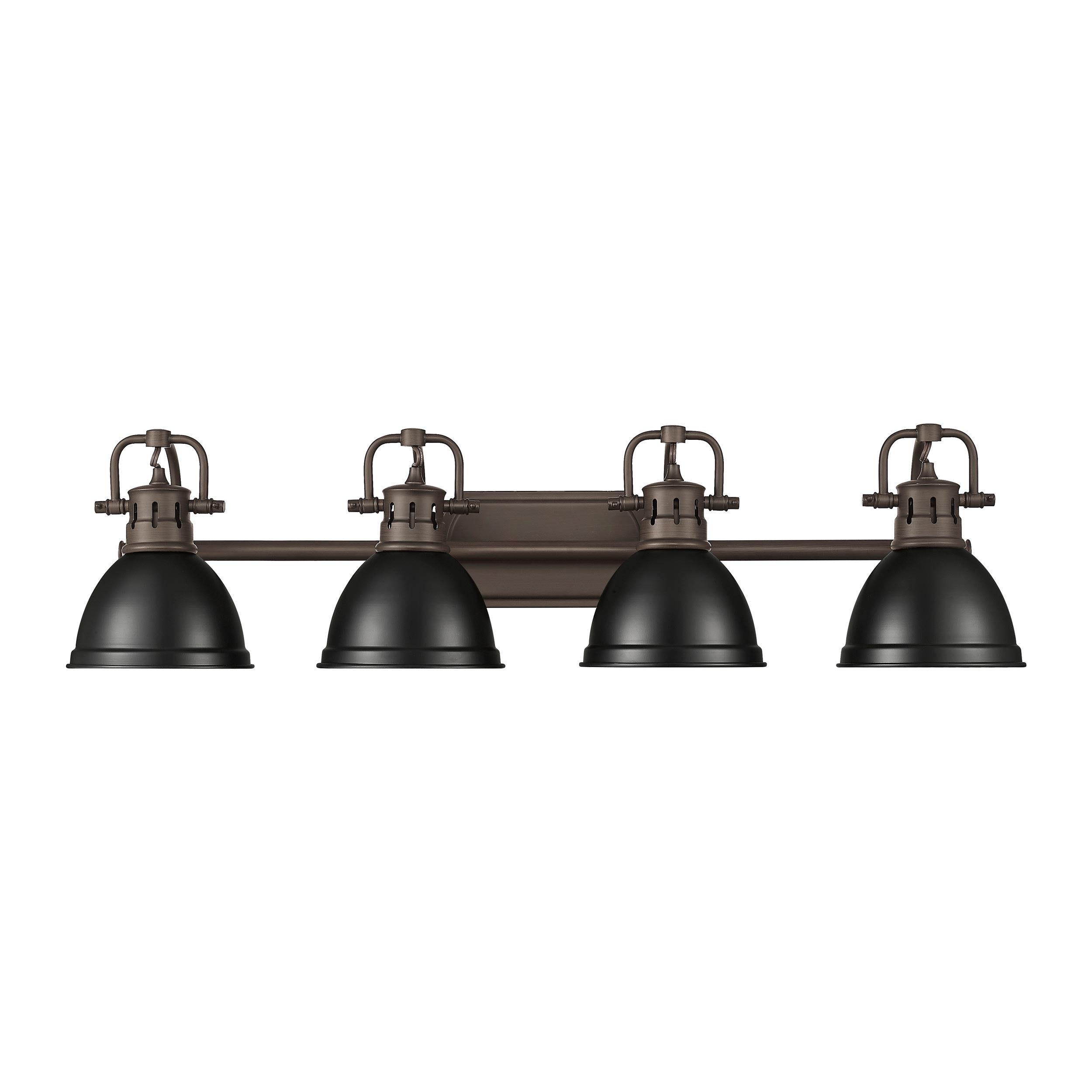 Yep by Golden Lighting Duncan 4-light Vanity in Rubbed Bronze and Matte Black shade - - Golden Lighting