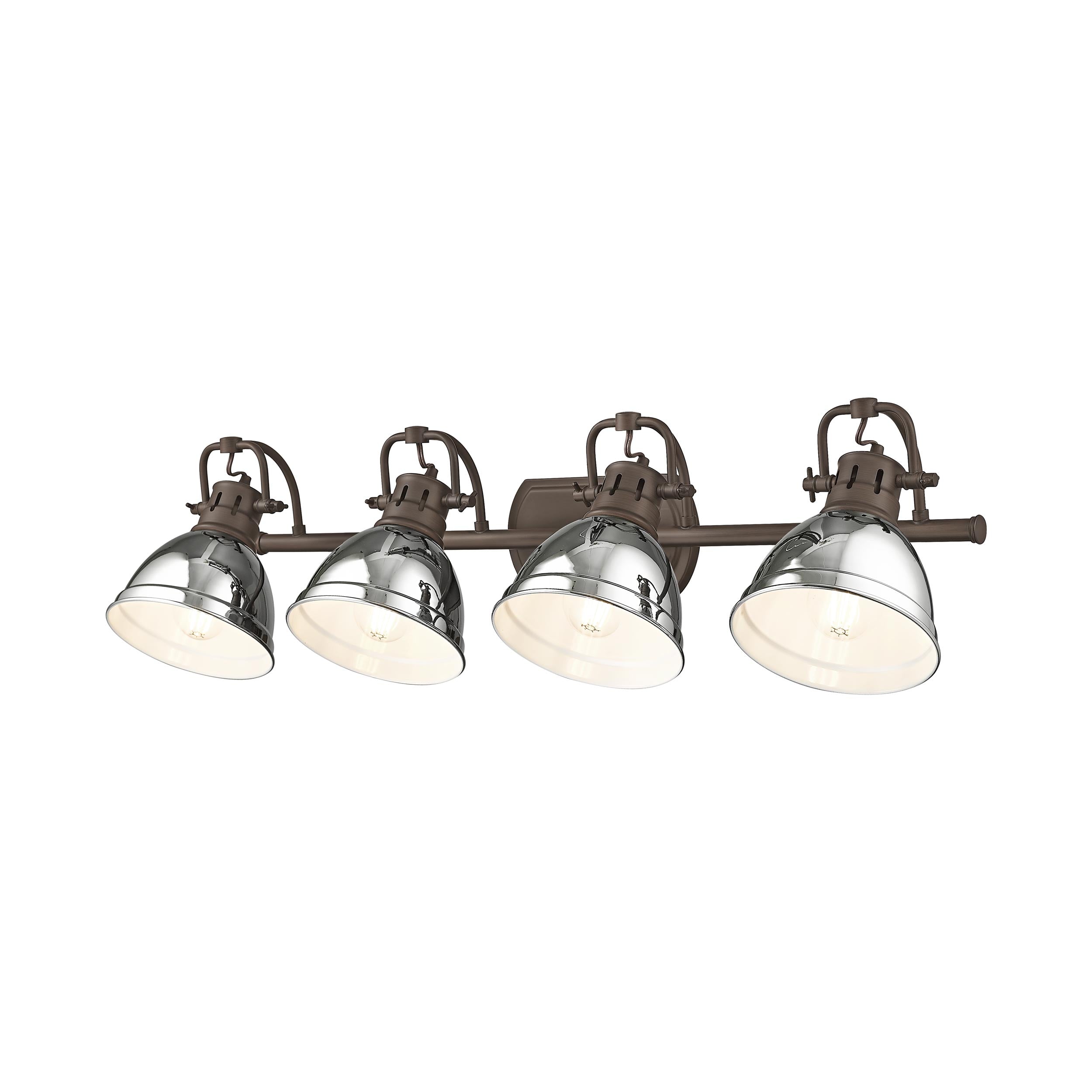 Yep by Golden Lighting Duncan 4-light Vanity in Rubbed Bronze and Chrome shade - - Golden Lighting