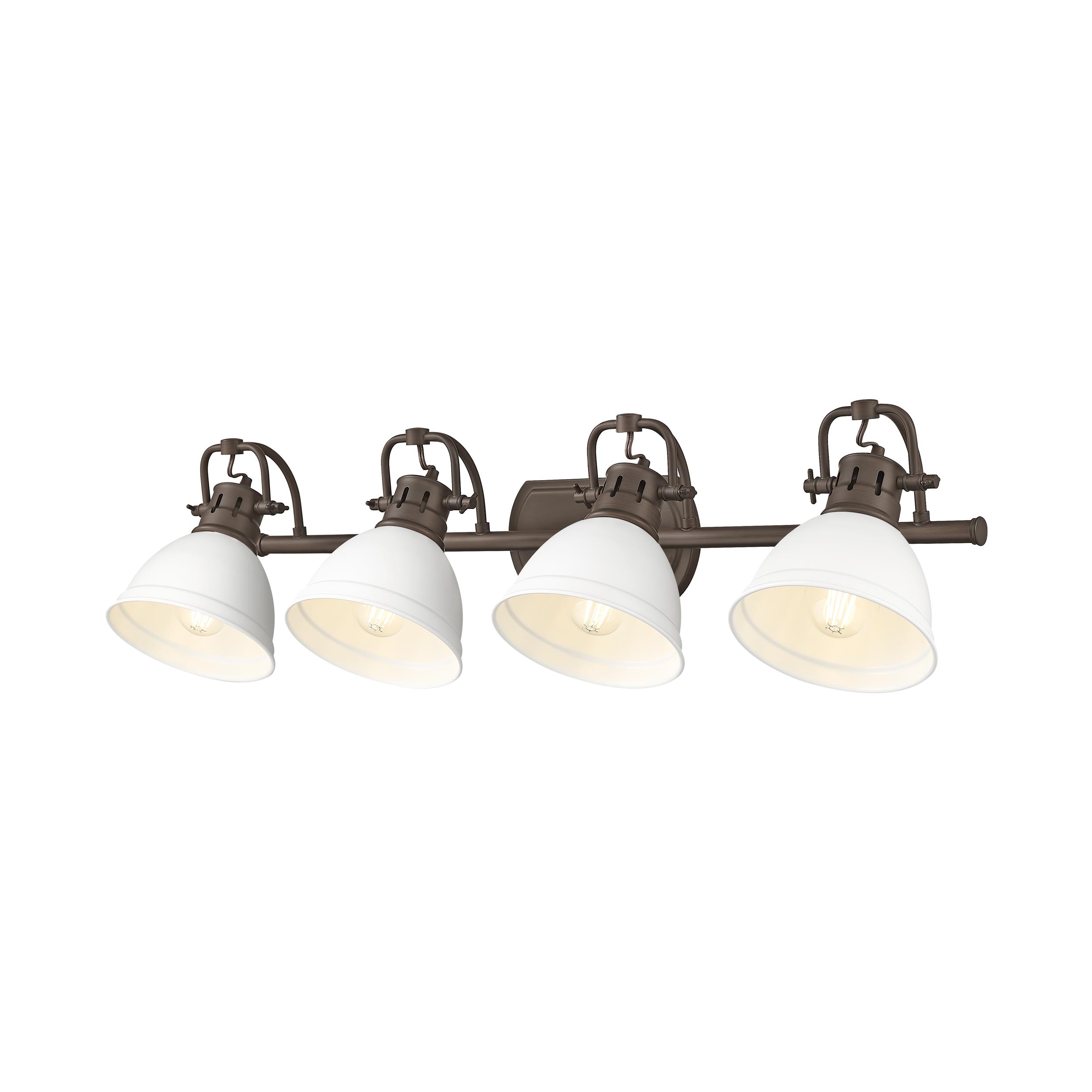 Yep by Golden Lighting Duncan 4-light Vanity in Rubbed Bronze and Matte White shade - - Golden Lighting