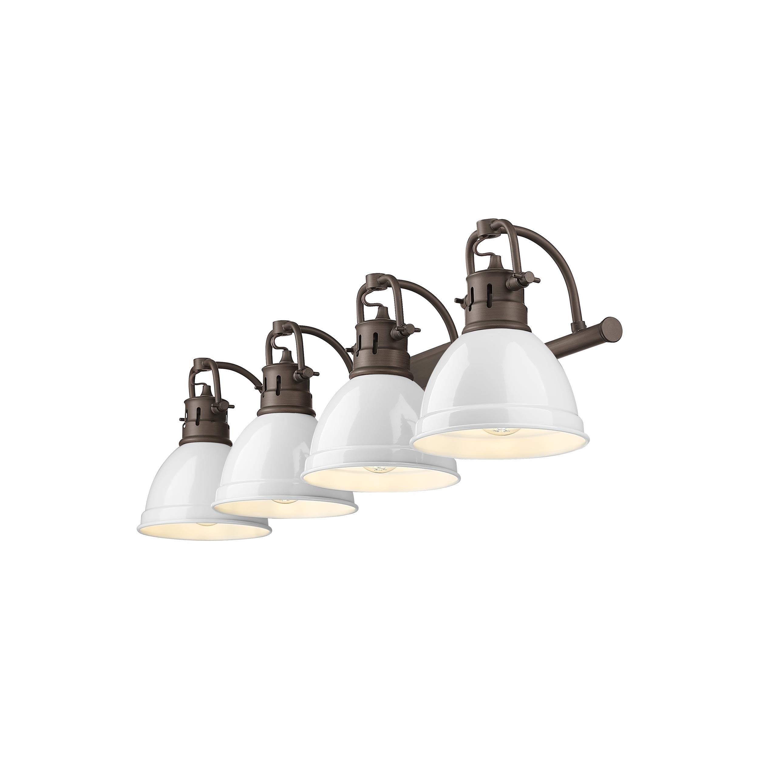 Yep by Golden Lighting Duncan 4-light Vanity in Rubbed Bronze and White shade - - Golden Lighting