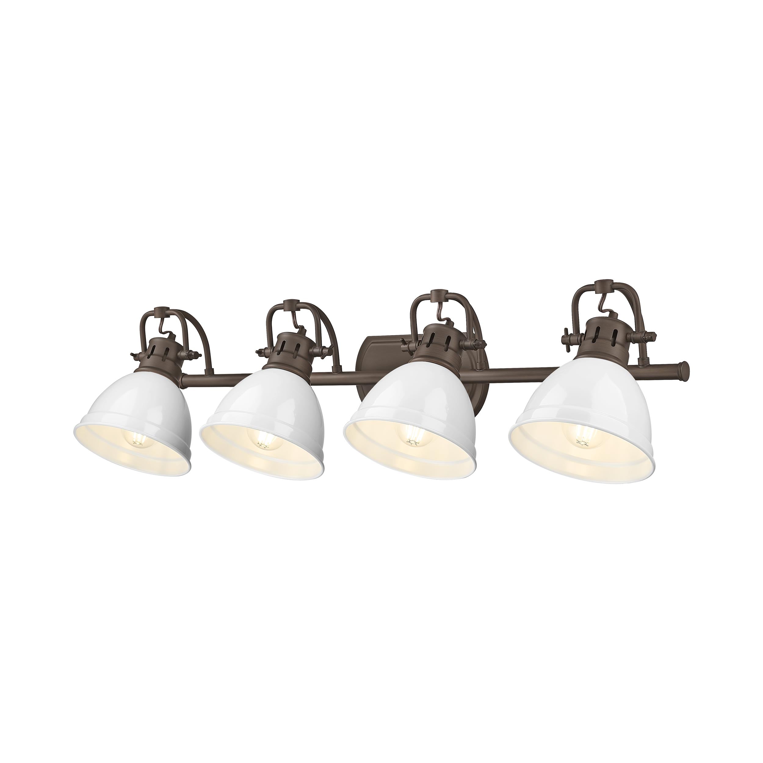 Yep by Golden Lighting Duncan 4-light Vanity in Rubbed Bronze and White shade - - Golden Lighting