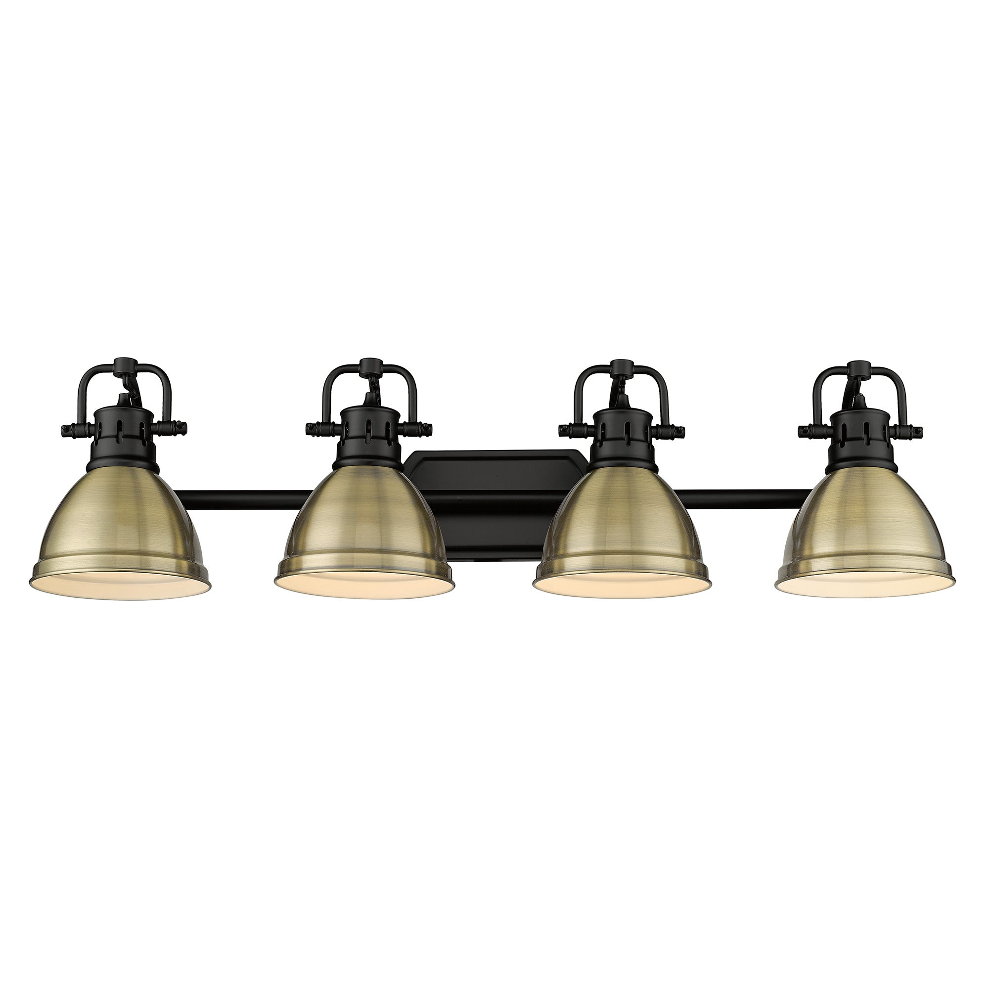 Duncan BLK 4 Light Bath Vanity in Matte Black with Aged Brass Shade - Default Title - Golden Lighting