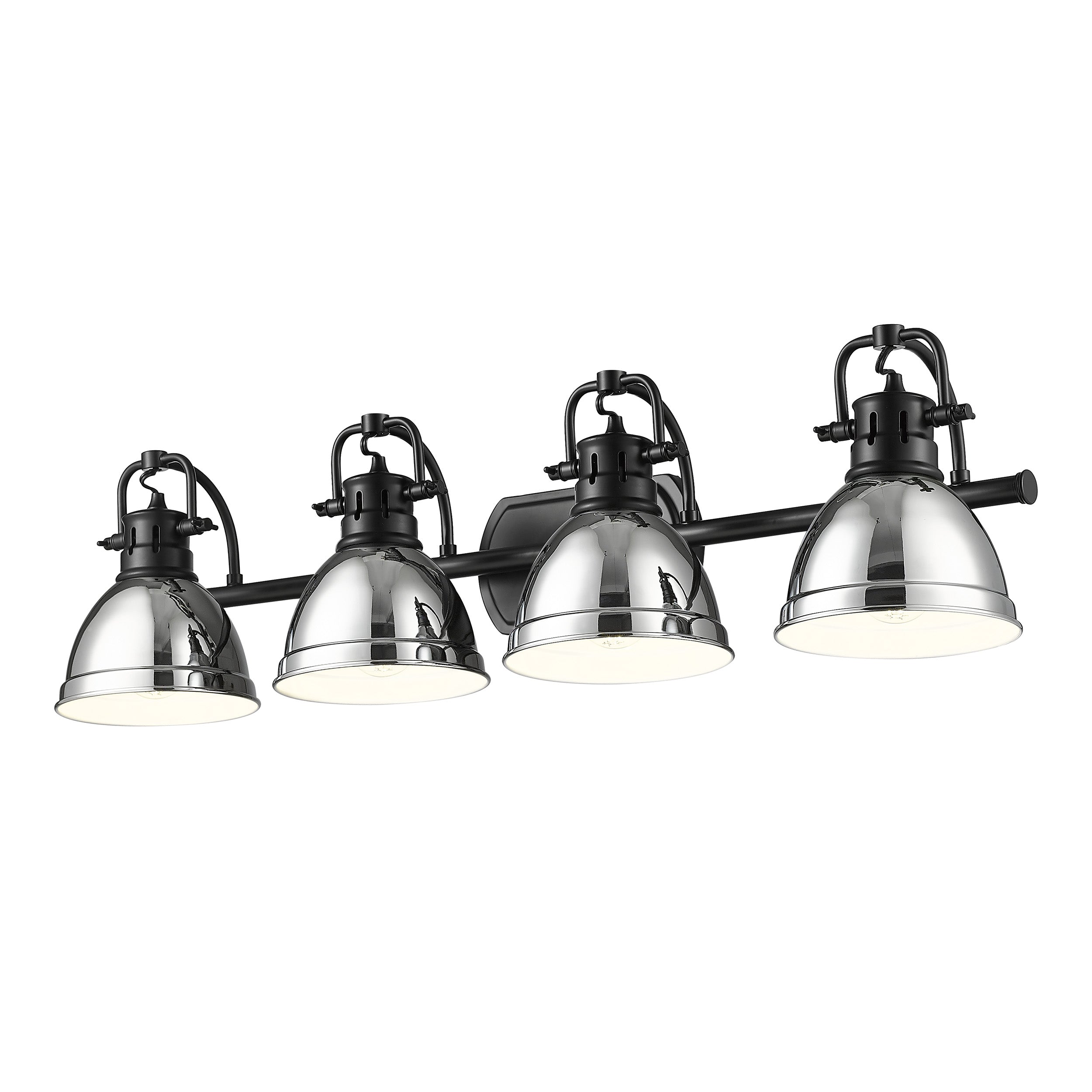 Yep by Golden Lighting Duncan 4-light Vanity in Matte Black and Chrome shade