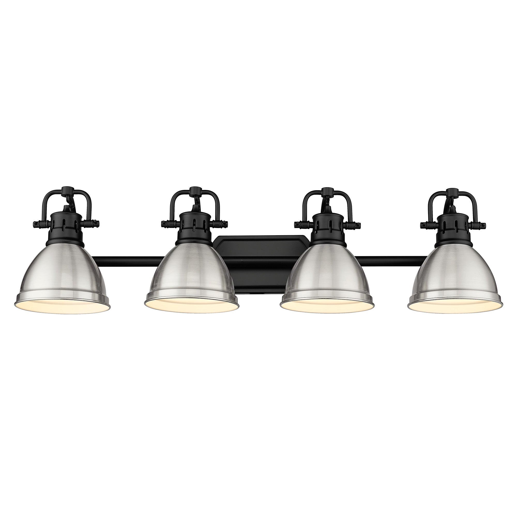 Duncan BLK 4 Light Bath Vanity in Matte Black with Pewter Shades Shade - Default Title - Golden Lighting