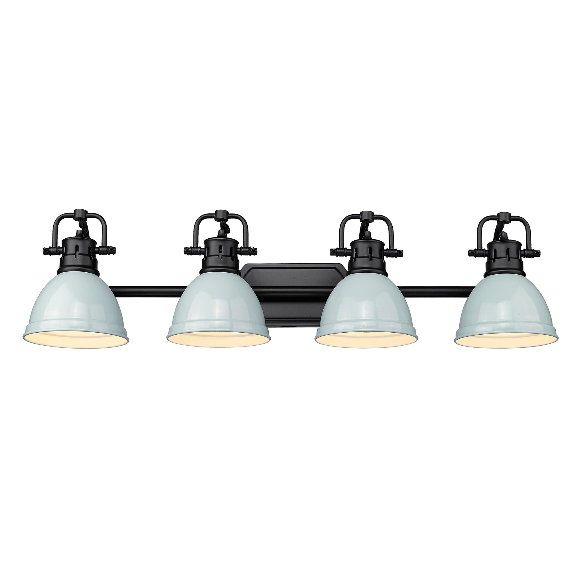 Duncan BLK 4 Light Bath Vanity in Matte Black with Seafoam Shades Shade - Default Title - Golden Lighting