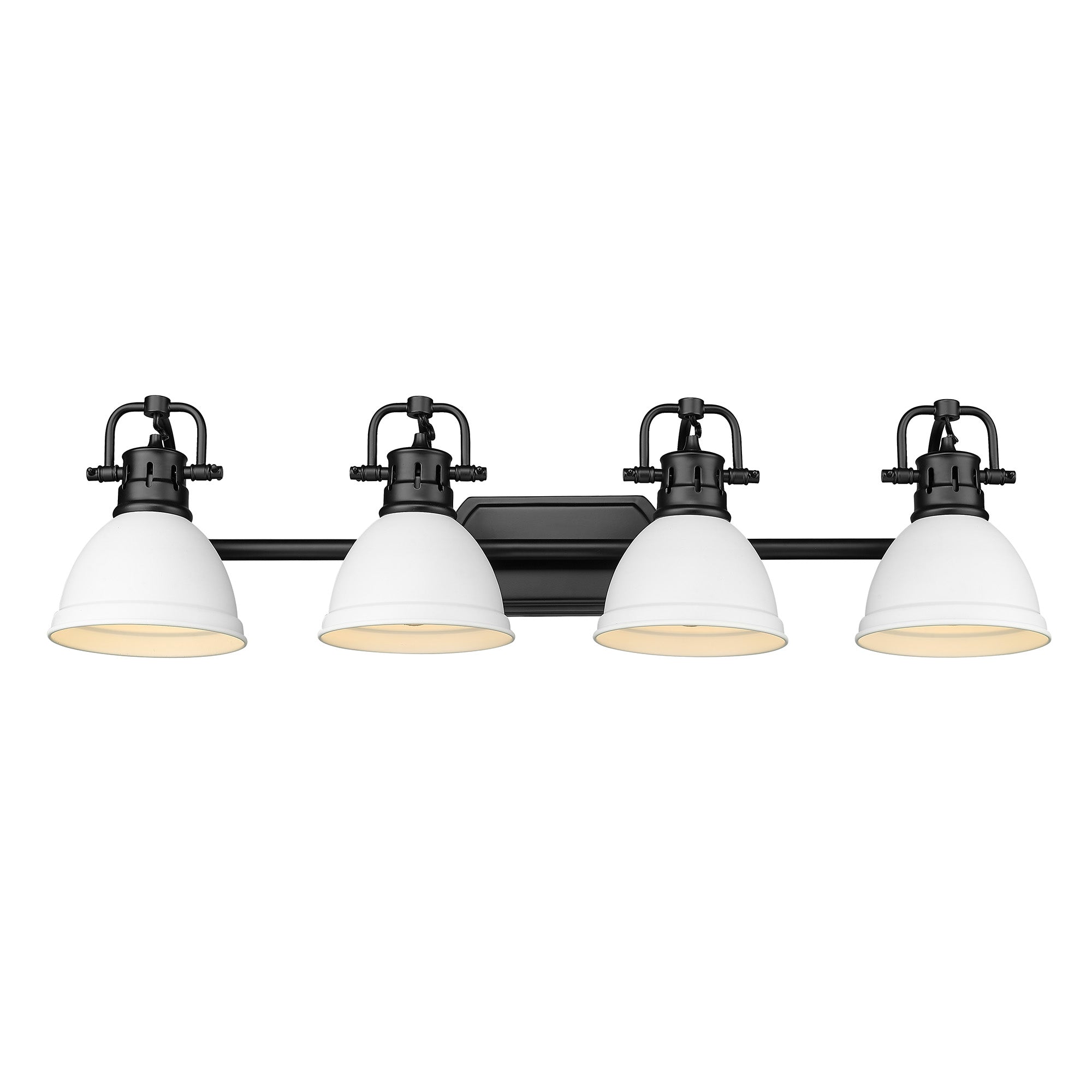 Duncan BLK 4 Light Bath Vanity in Matte Black with Matte White Shades Shade - Default Title - Golden Lighting