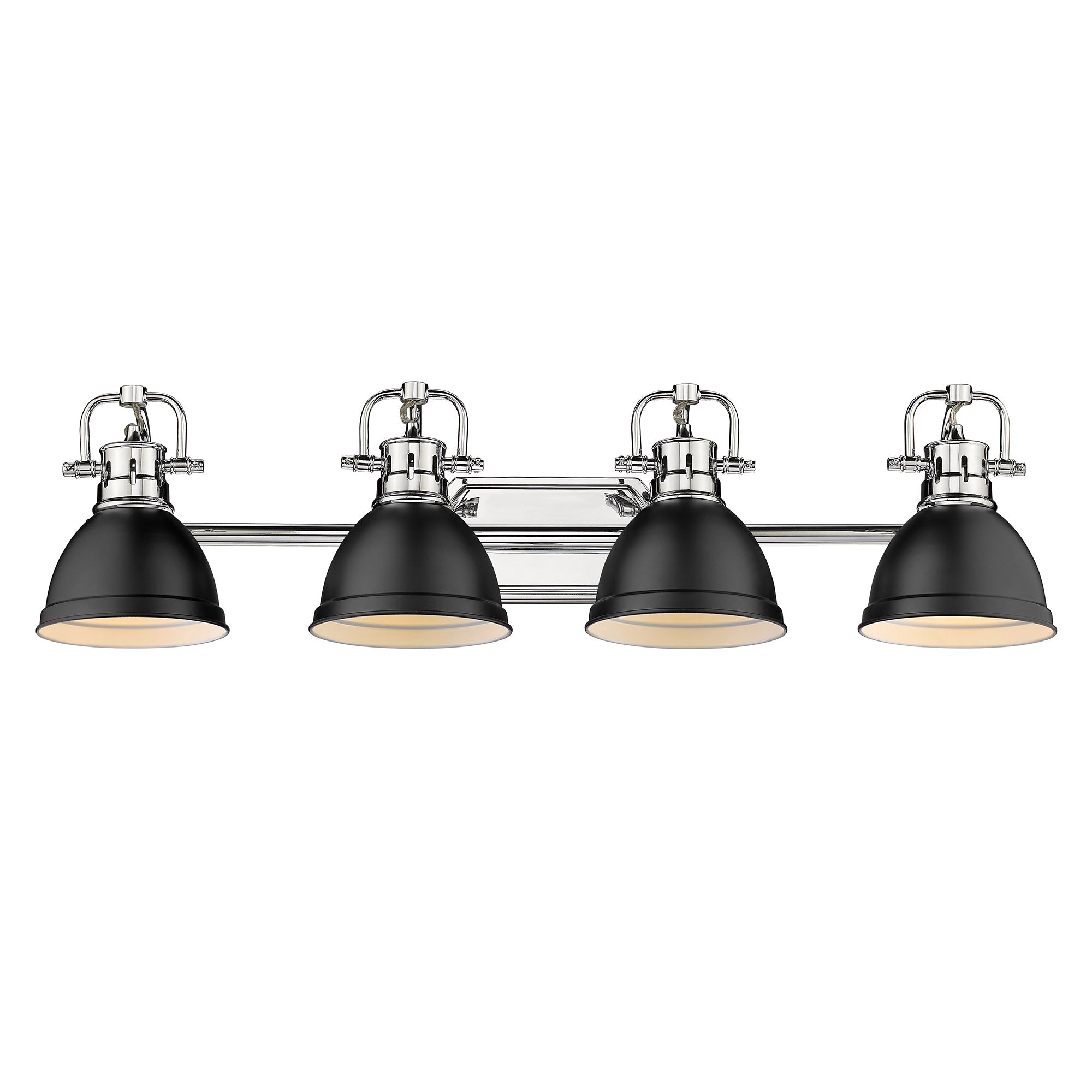 Duncan CH 4 Light Bath Vanity in Chrome with Matte Black Shades - Default Title - Golden Lighting