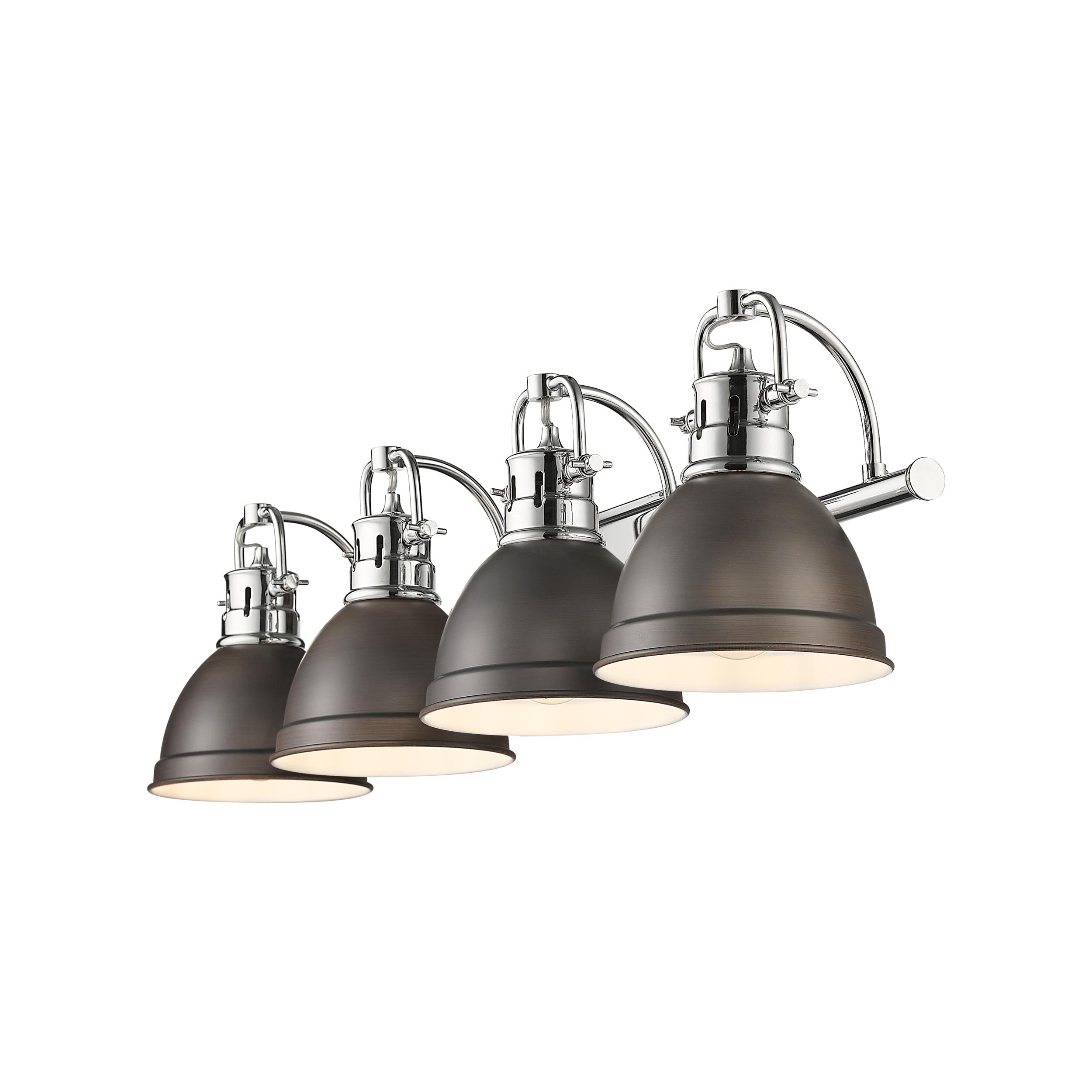 Duncan 4-Light Bath Vanity in Chrome with Rubbed Bronze - Default Title - Golden Lighting
