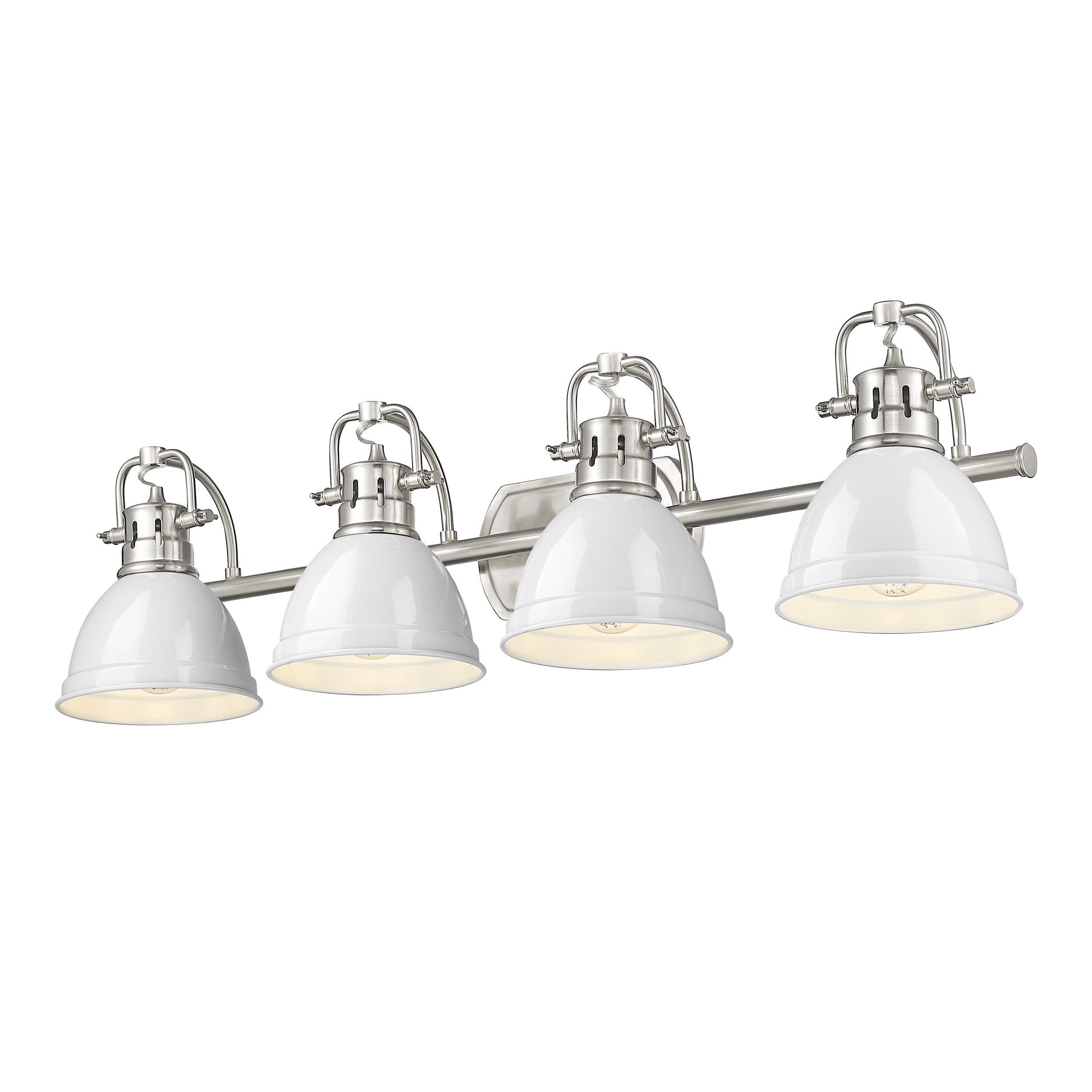 Yep by Golden Lighting Duncan 4-light Vanity in Pewter and White shade