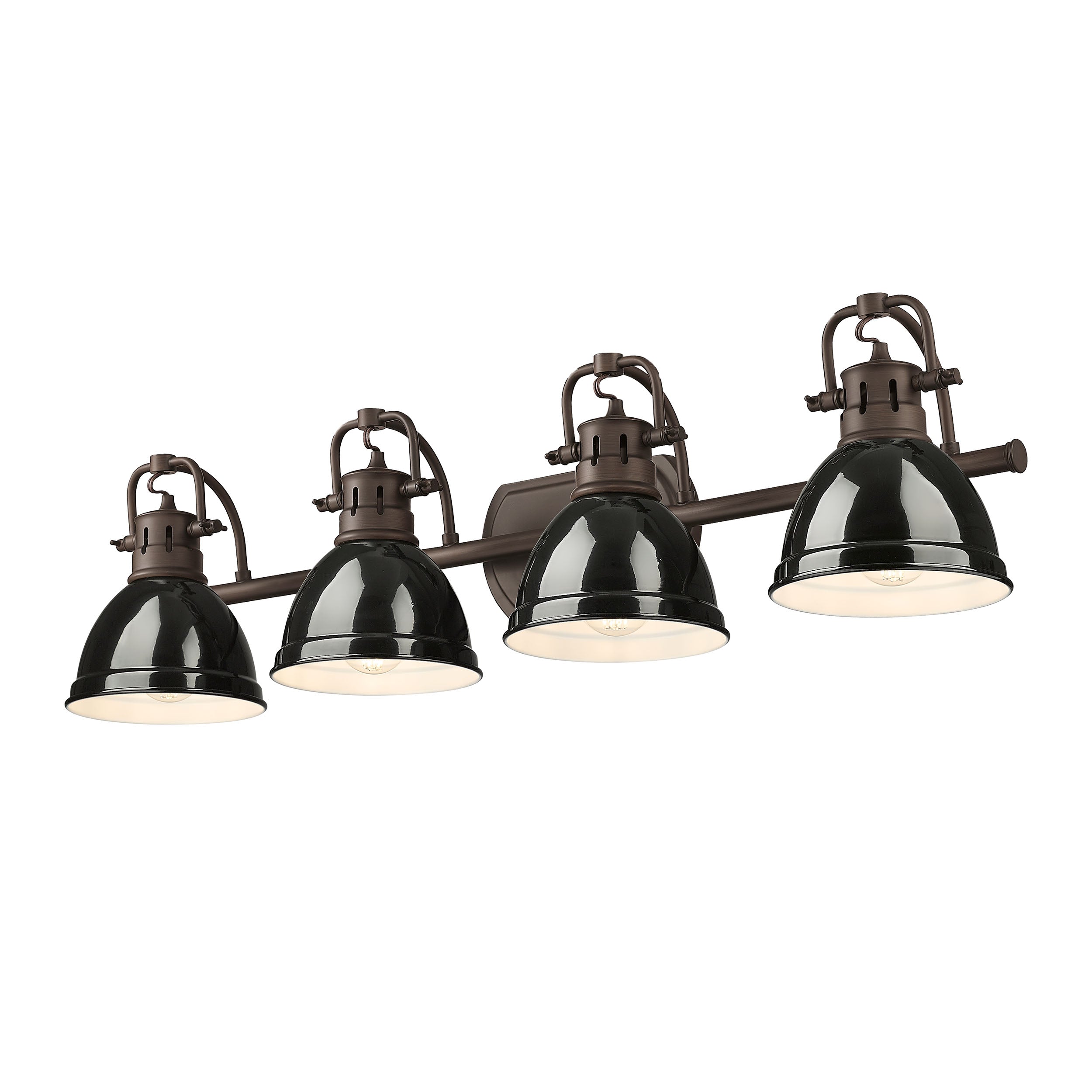 Yep by Golden Lighting Duncan 4-light Vanity in Rubbed Bronze and Black shade