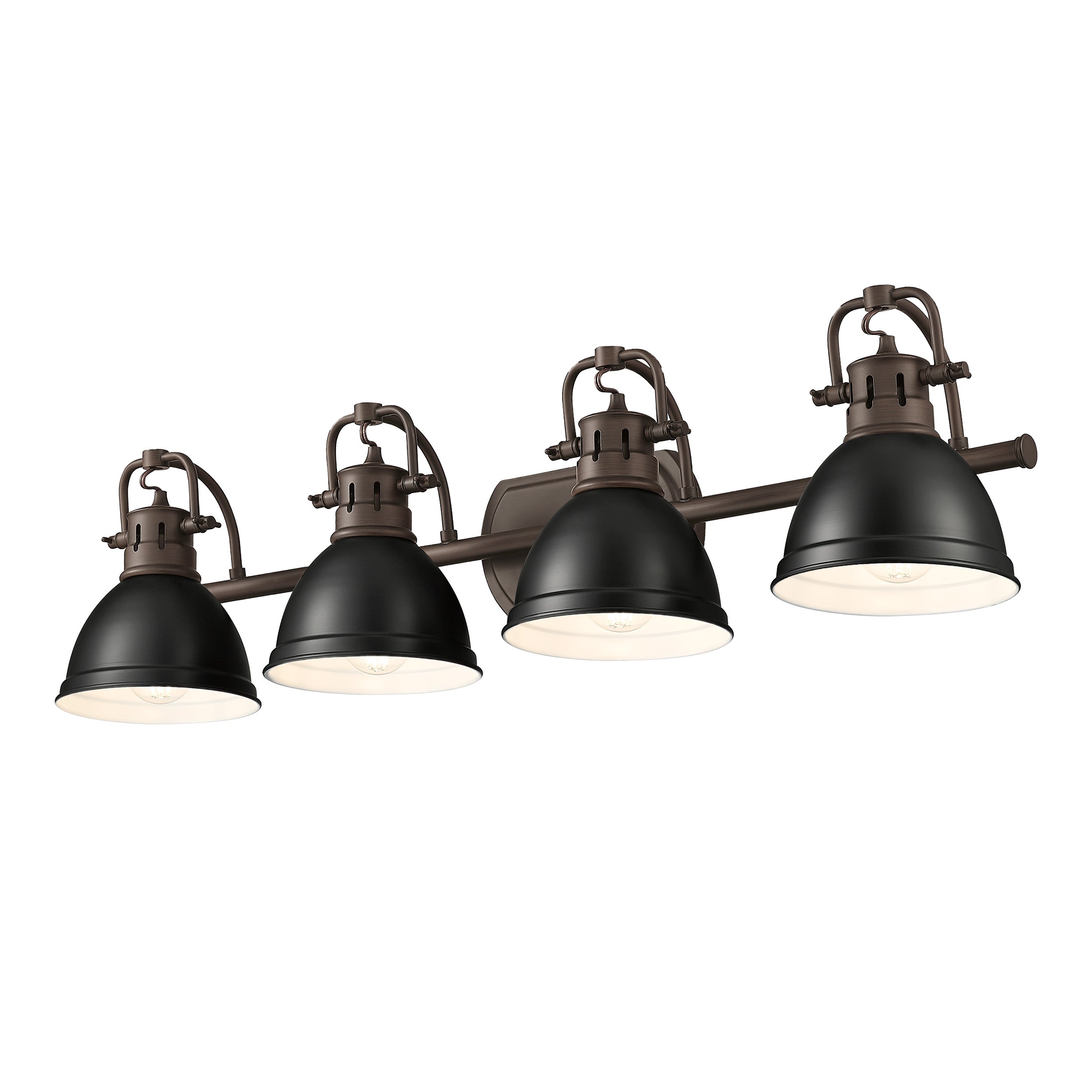Yep by Golden Lighting Duncan 4-light Vanity in Rubbed Bronze and Matte Black shade