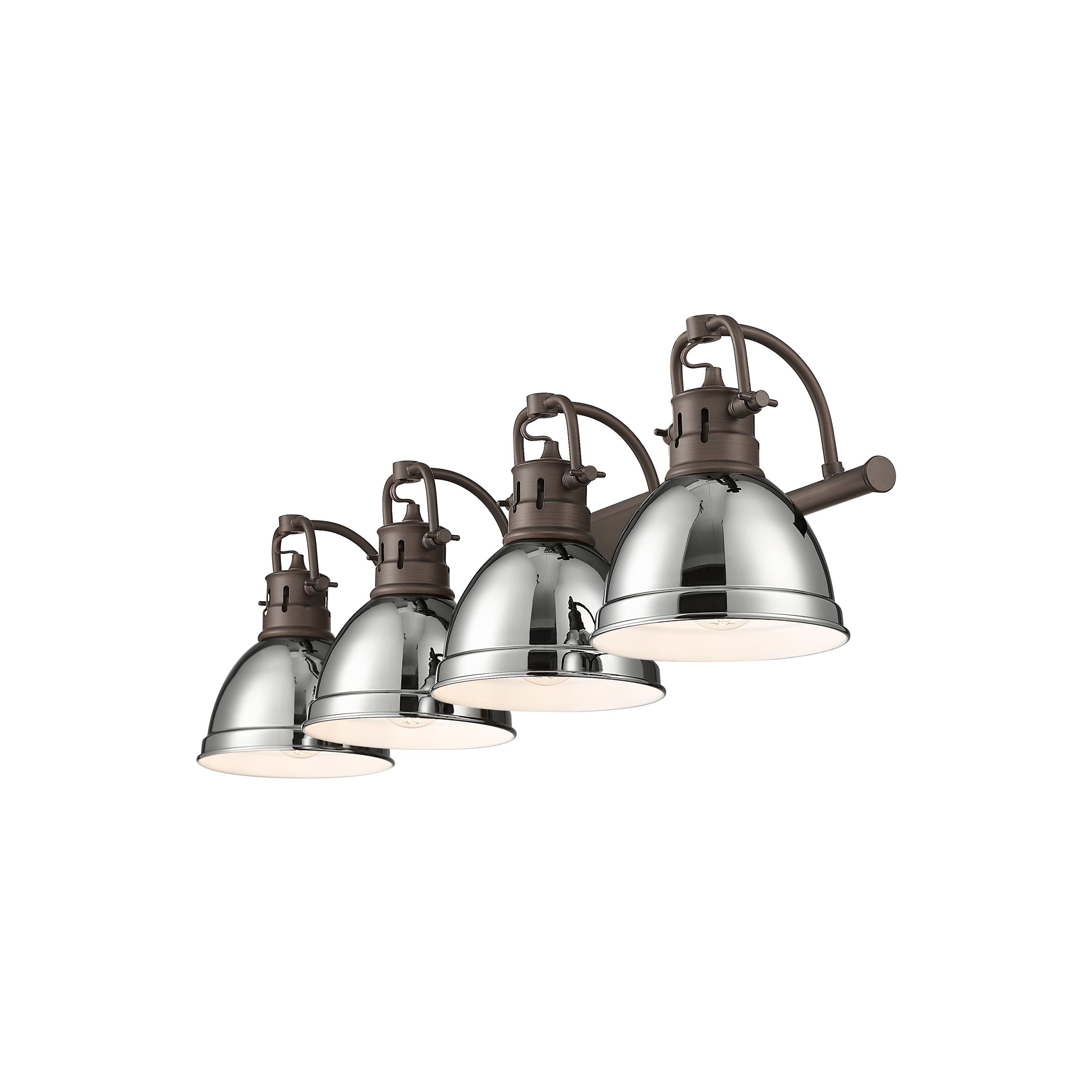 Duncan 4-Light Bath Vanity in Rubbed Bronze with Chrome - Default Title - Golden Lighting