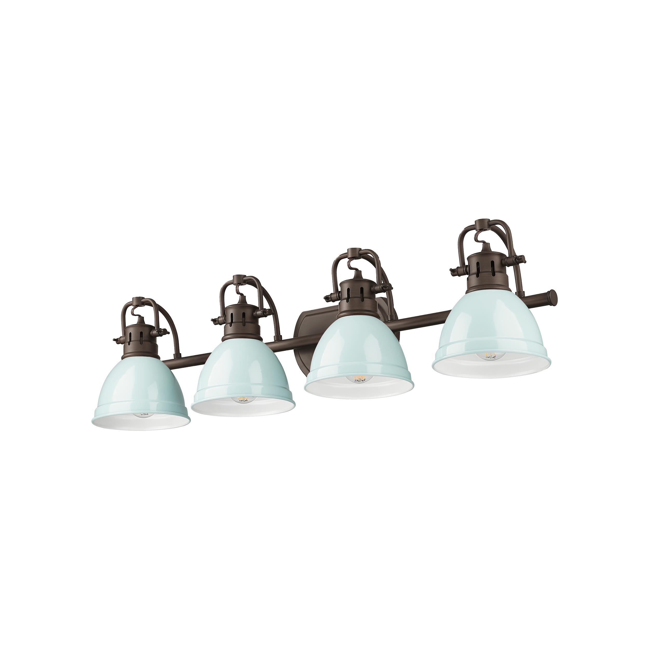 Yep by Golden Lighting Duncan 4-light Vanity in Rubbed Bronze and Seafoam shade