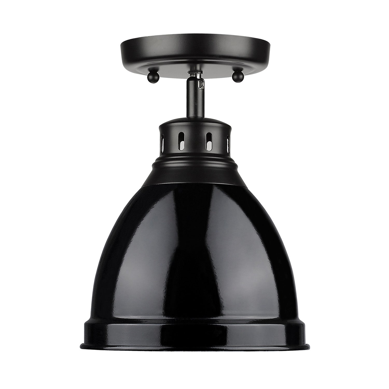 Duncan 1-light Flush Mount in Matte Black and Black shade