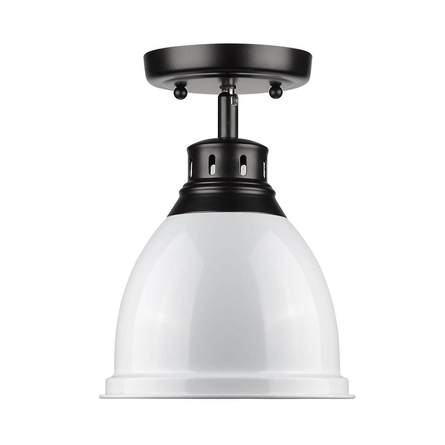 Duncan 1-light Flush Mount in Matte Black and White shade
