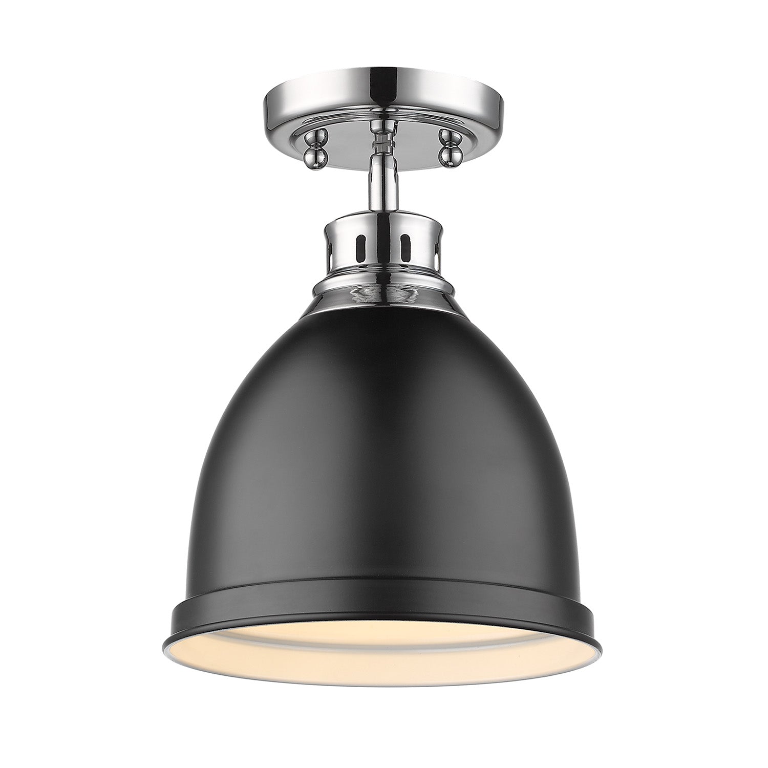 Duncan 1-light Flush Mount in Chrome and Matte Black shade